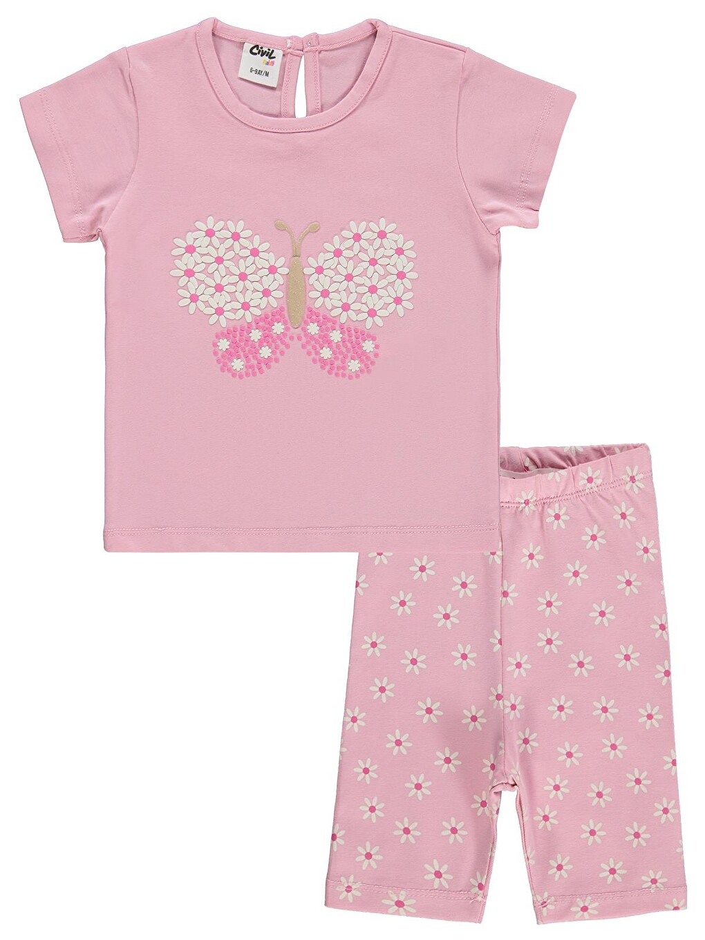 Baby Kelebek Nakışlı 6-18 Ay Takım - Pembe-1