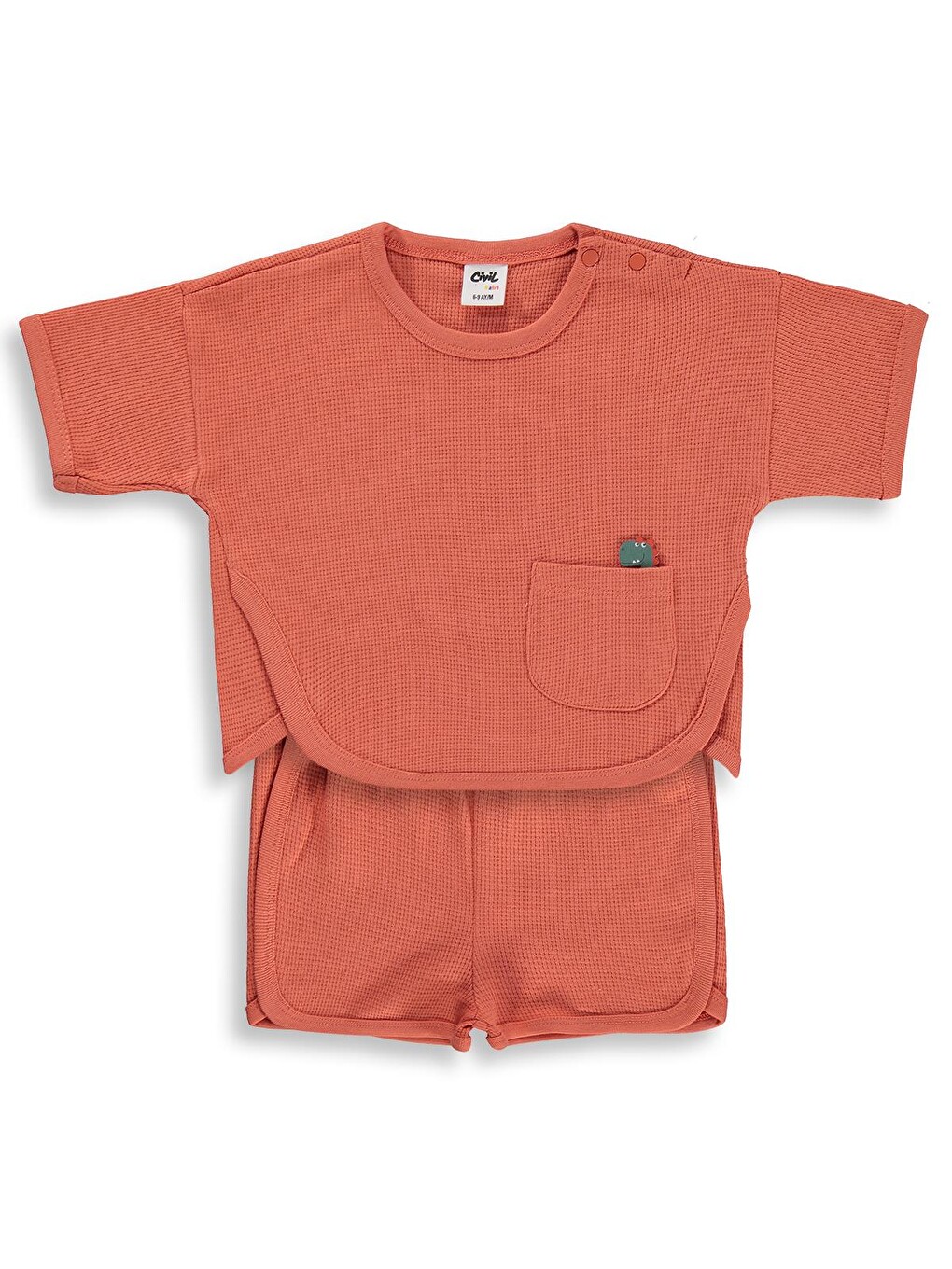 Kahverengi Baby Cepli Basic 6-18 Ay Takım - Turuncu