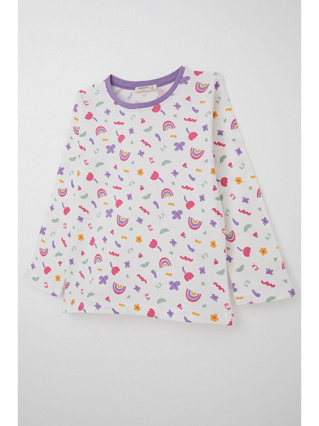 Kız Çocuk Pijama Takımı Baharın Renkleri Beyaz (4-8 Yaş)-5