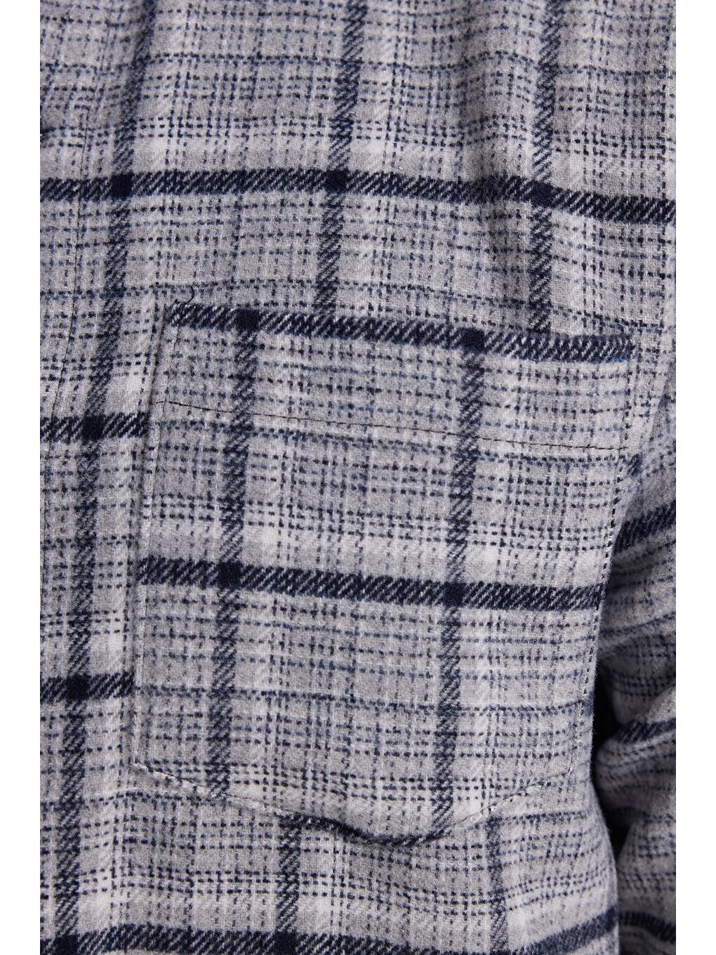 Gri Erkek Regular Fit Rahat Kesim Kışlık Kareli Oduncu Gömlek-5