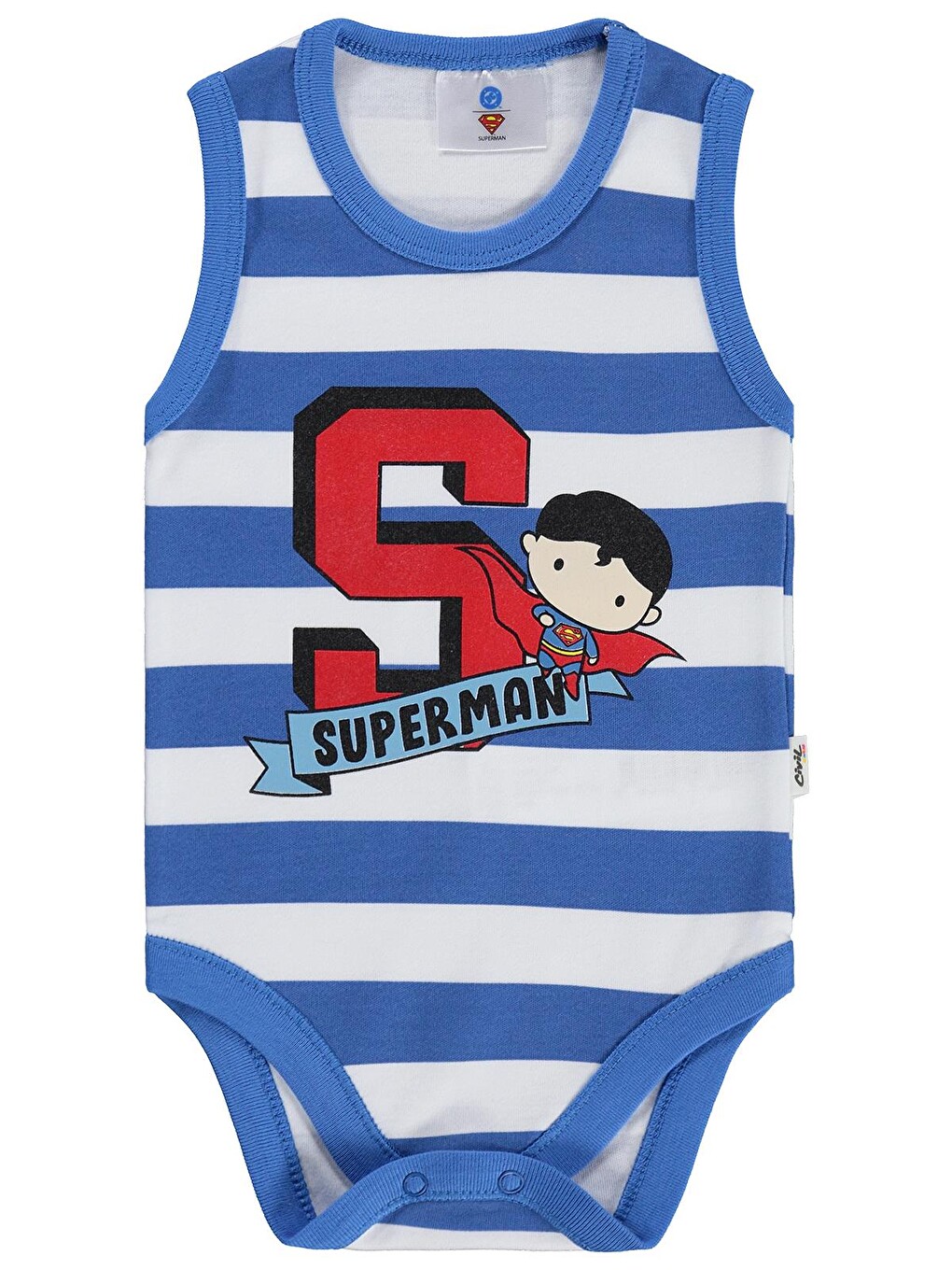 Baby Superman Baskılı 3-18 Ay Çıtçıtlı Badi - Mavi
