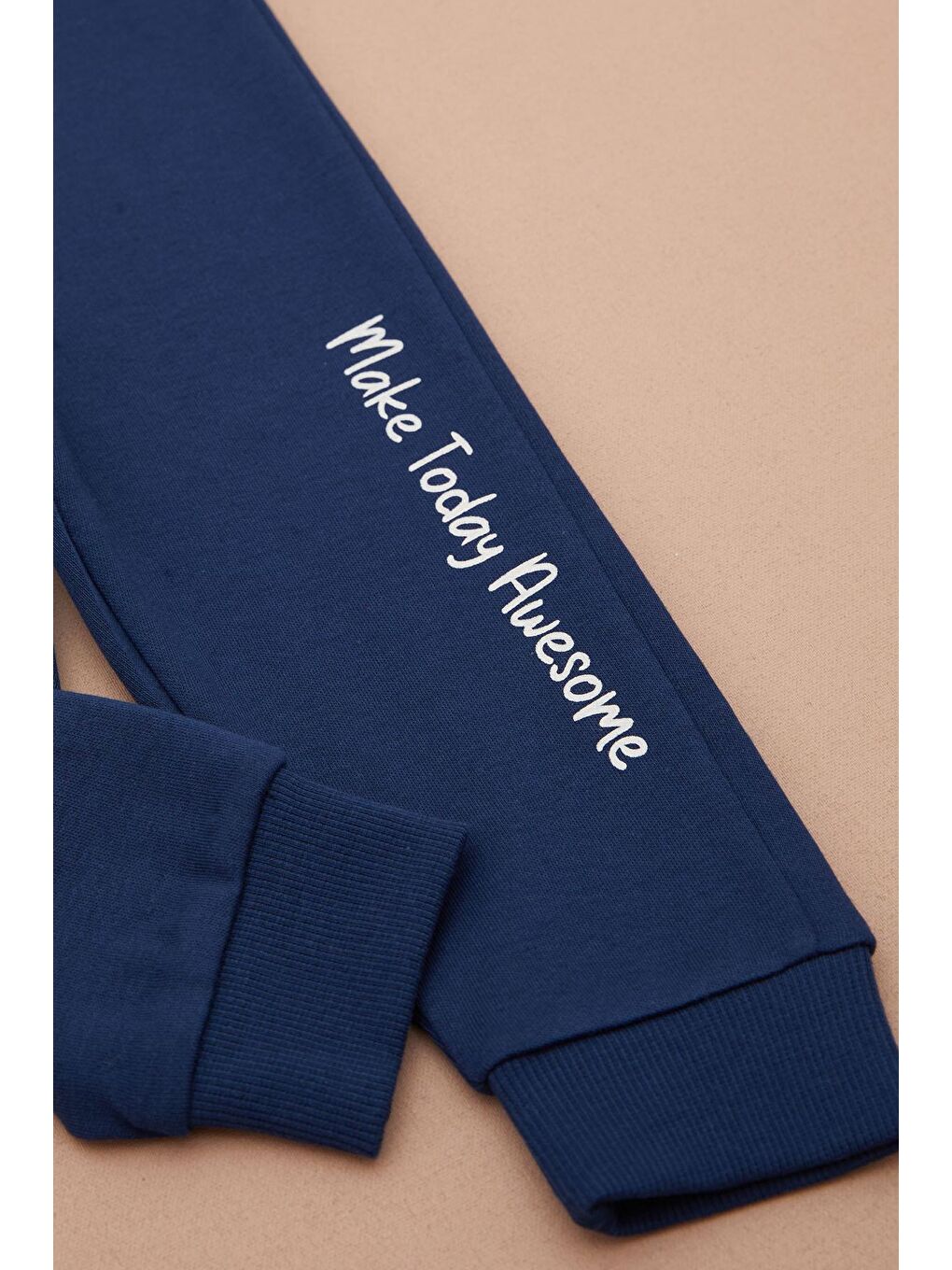 Ekru Krem Aslan Baskılı Yazılı Erkek Bebek Takımı 17395-3