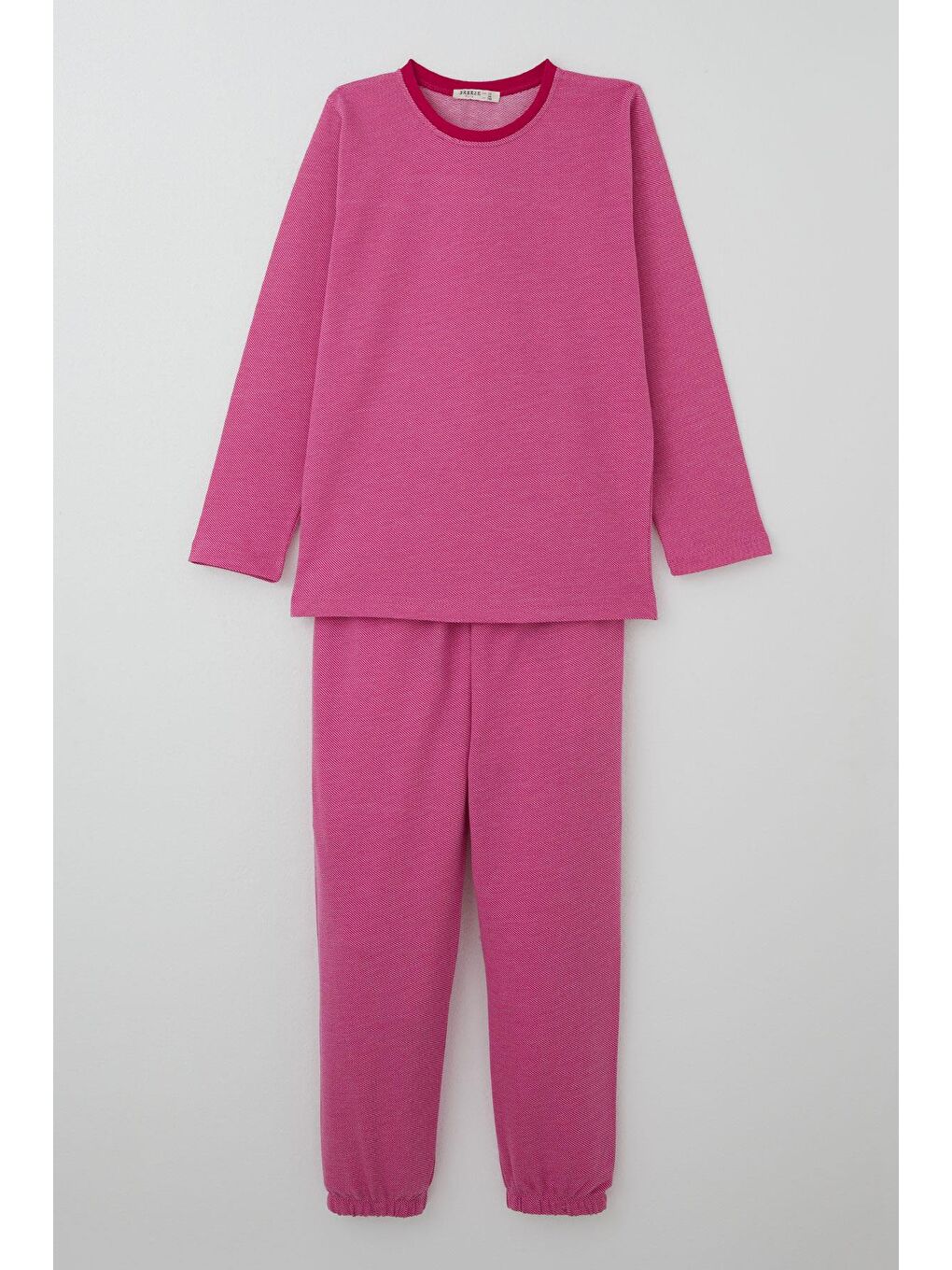 Kız Çocuk Pijama Takımı Verev Çizgi Desenli Pembe (9-12 Yaş)