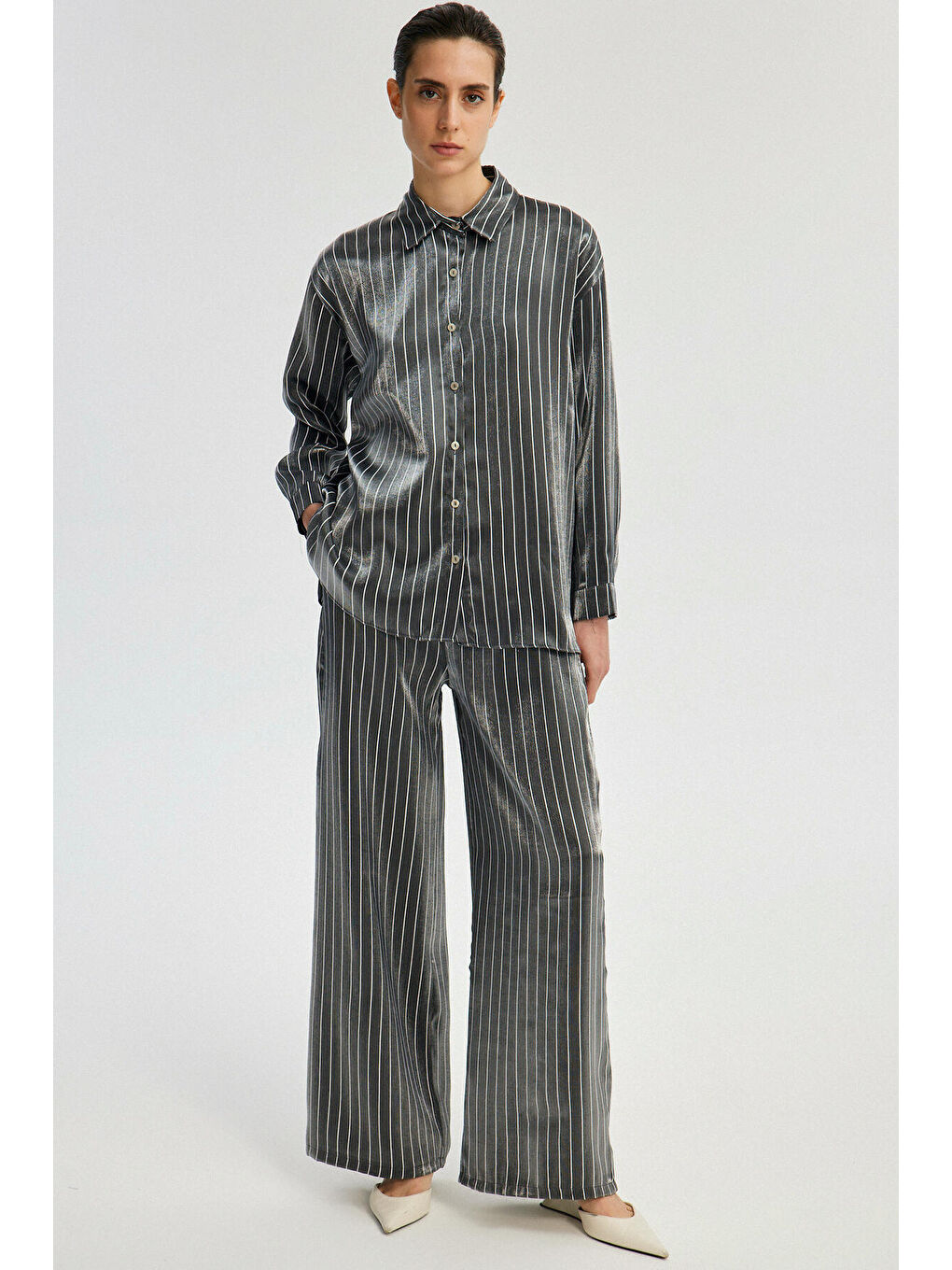 Siyah Gömlek Pantolon Viskon Takım