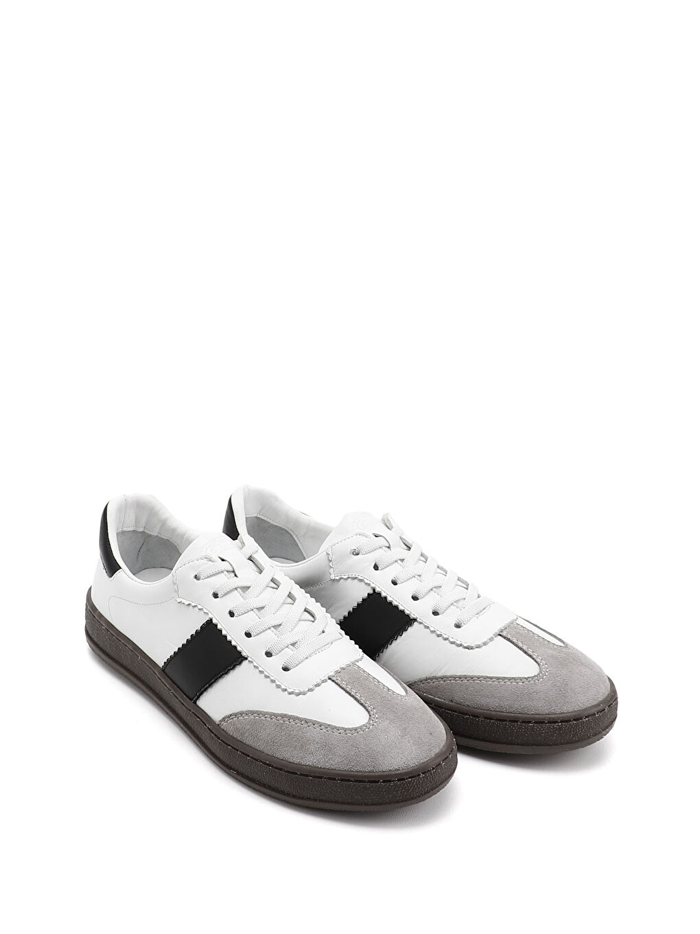 Beyaz Kadın BEYAZ-SİYAH Bağcıklı Hakiki Deri Sneaker-1