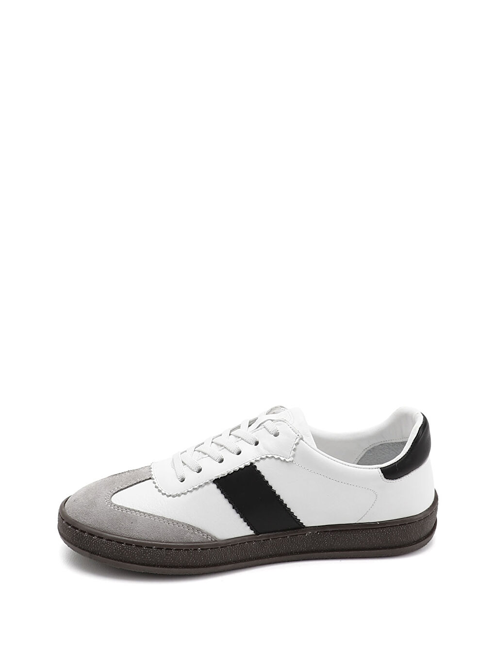 Beyaz Kadın BEYAZ-SİYAH Bağcıklı Hakiki Deri Sneaker-2