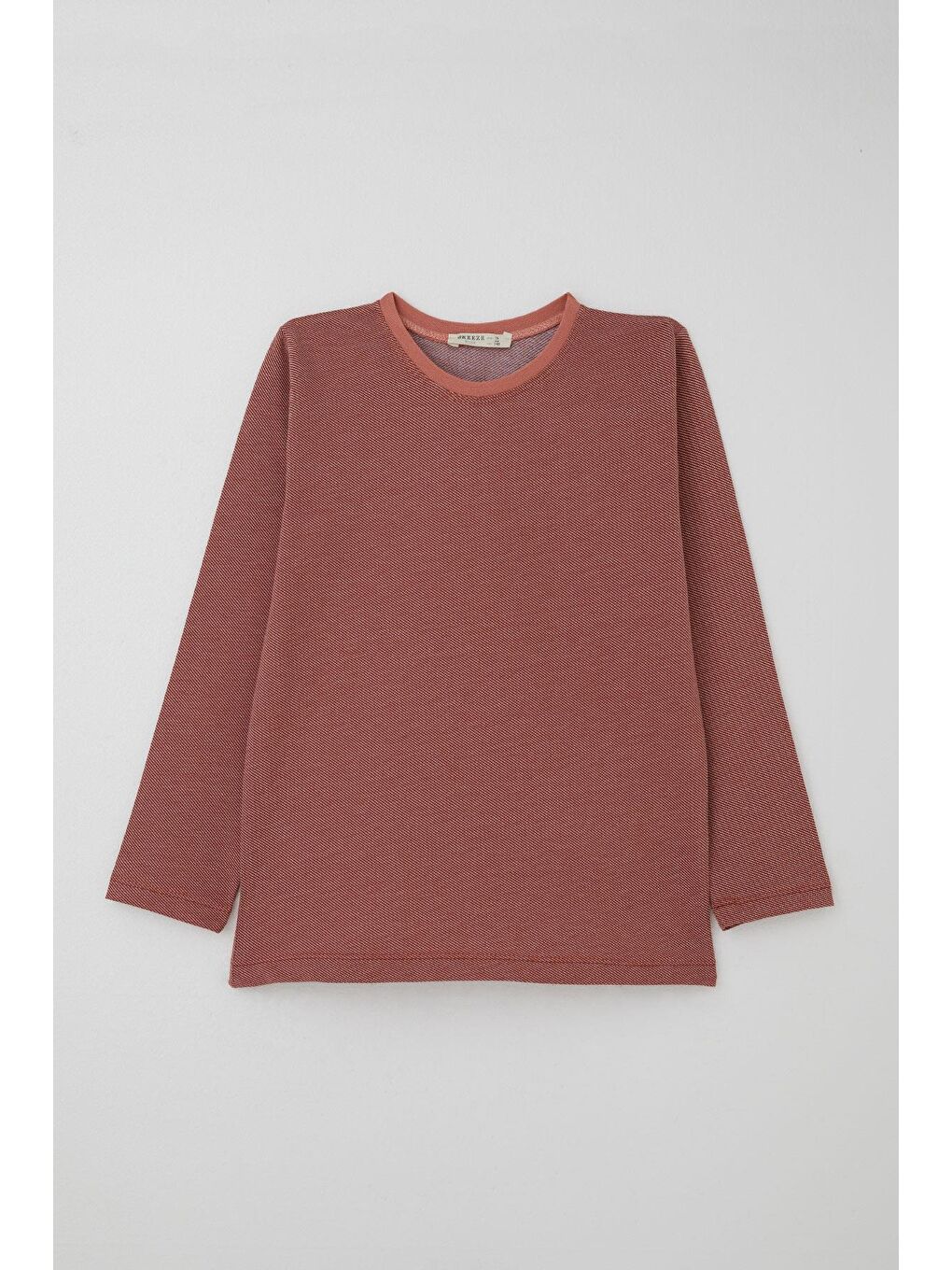 Kahverengi Erkek Çocuk Pijama Takımı Verev Çizgi Desenli Kiremit (9-12 Yaş)-1