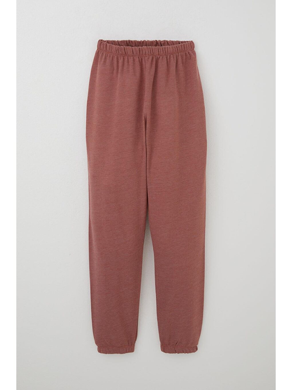 Kahverengi Erkek Çocuk Pijama Takımı Verev Çizgi Desenli Kiremit (9-12 Yaş)-2