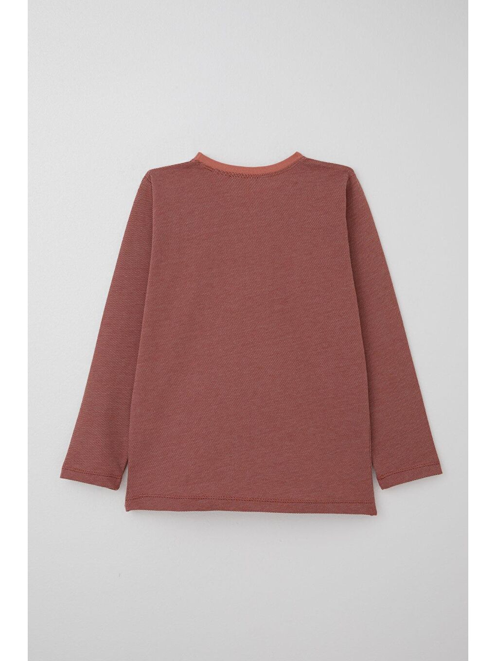 Kahverengi Erkek Çocuk Pijama Takımı Verev Çizgi Desenli Kiremit (9-12 Yaş)-3