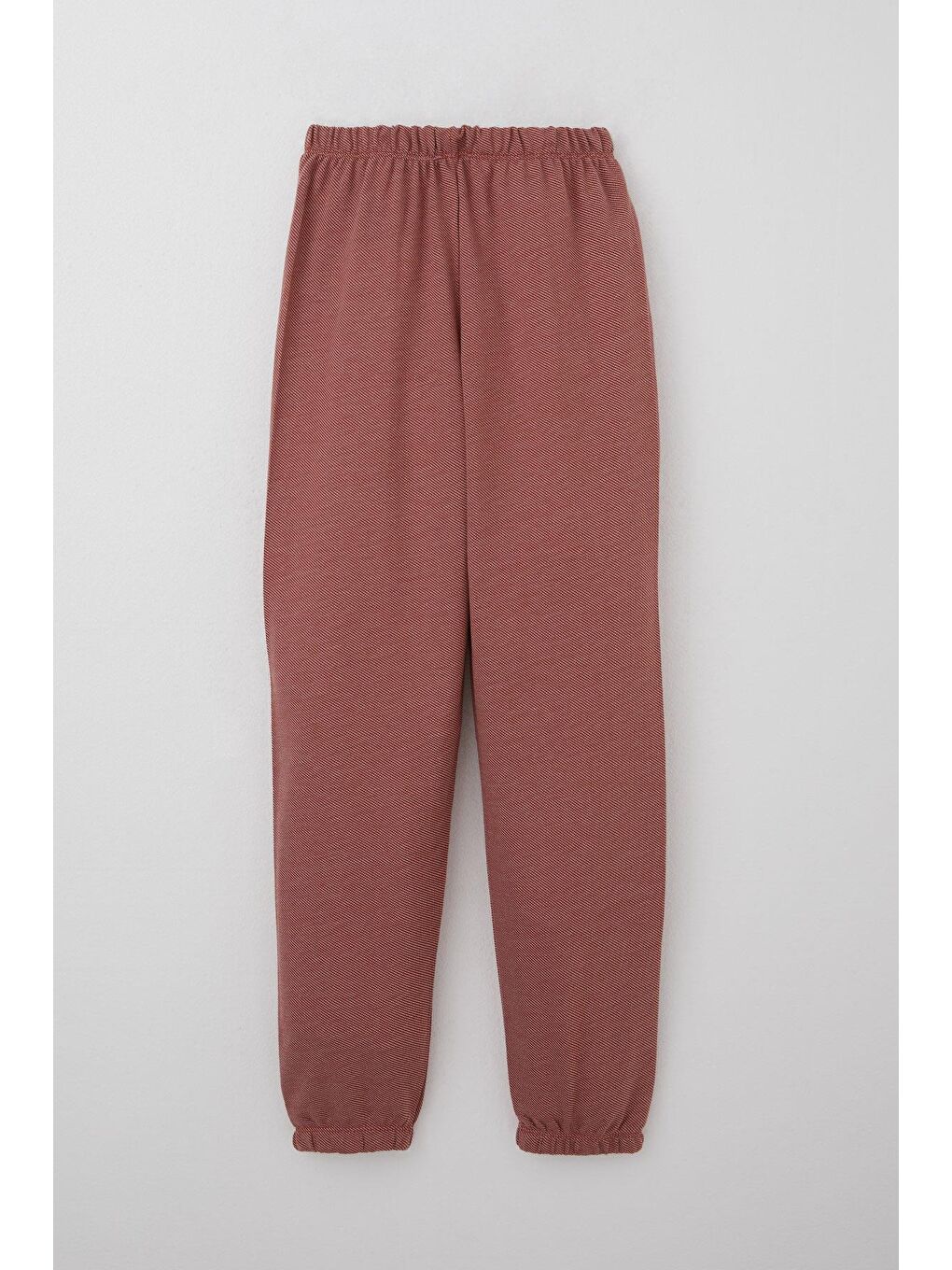 Kahverengi Erkek Çocuk Pijama Takımı Verev Çizgi Desenli Kiremit (9-12 Yaş)-4