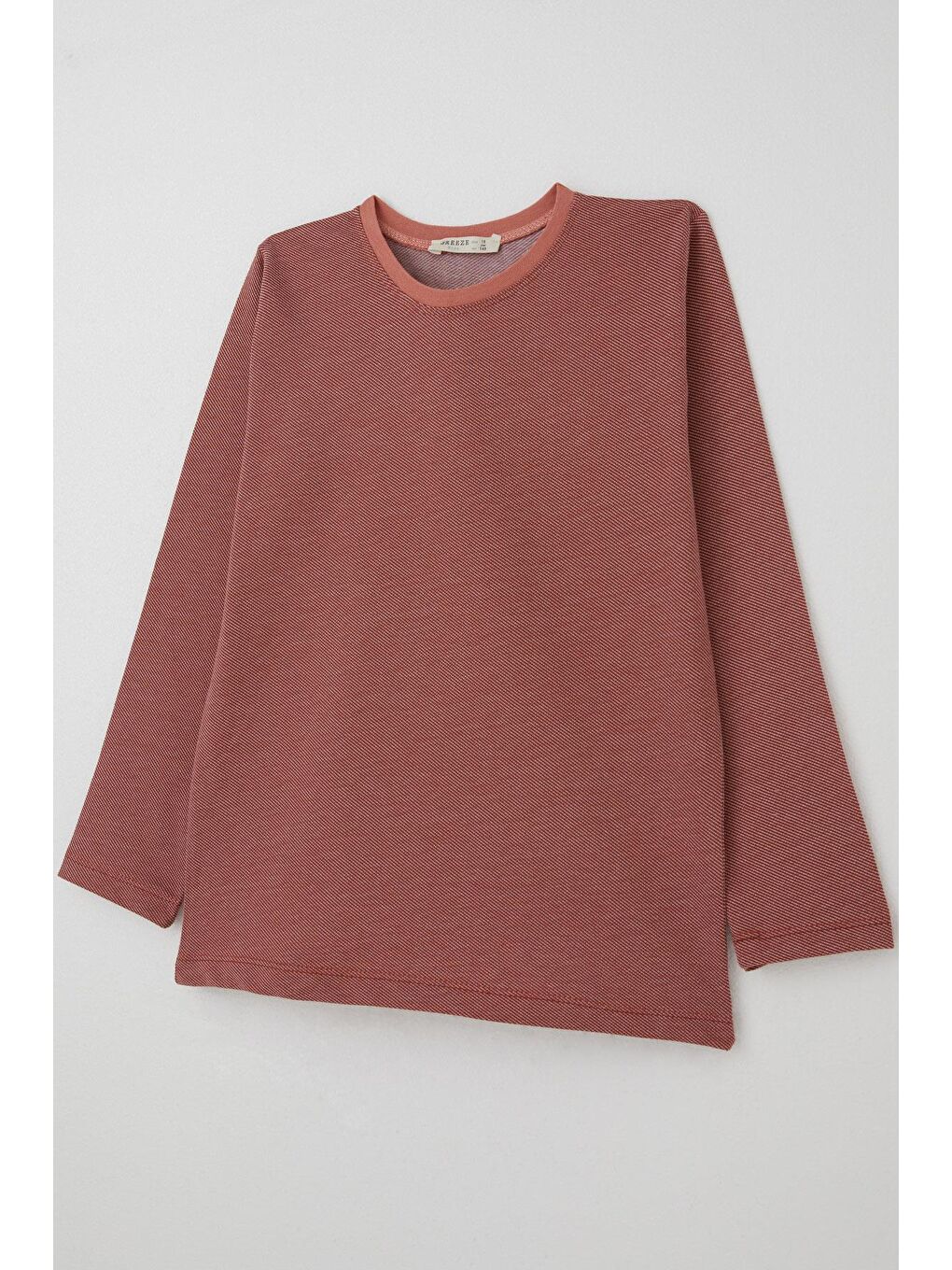 Kahverengi Erkek Çocuk Pijama Takımı Verev Çizgi Desenli Kiremit (9-12 Yaş)-5