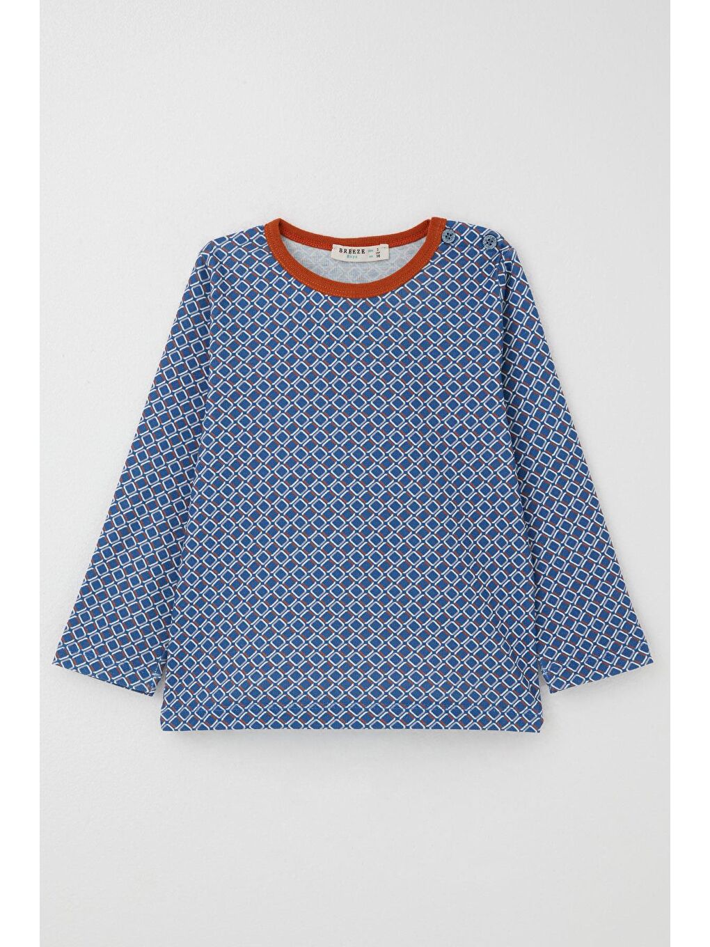 Erkek Çocuk Pijama Takımı Kare Desenli Mavi (1-3 Yaş)-1