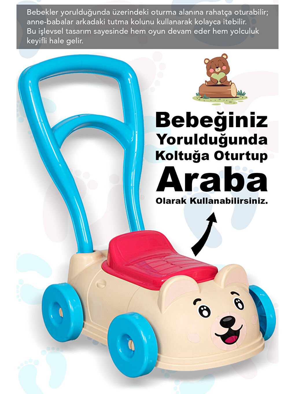 İlk Arabam Yürüme Arkadaşı - Bebek Çocuk İlk Adım Arabası Yürüme Yardımcısı-3
