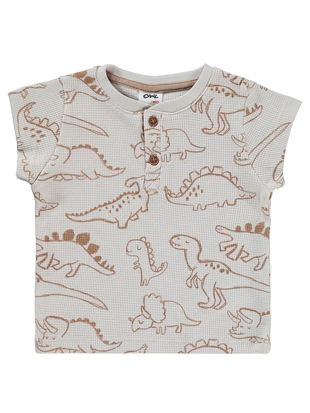 Baby Kontür Dinozor Empirme 6-18 Ay Takım - Bej-3
