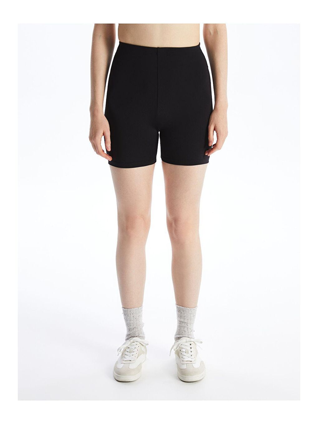 Siyah Toparlayıcı Düz Yüksek Bel Uzun Kısa Tayt-2