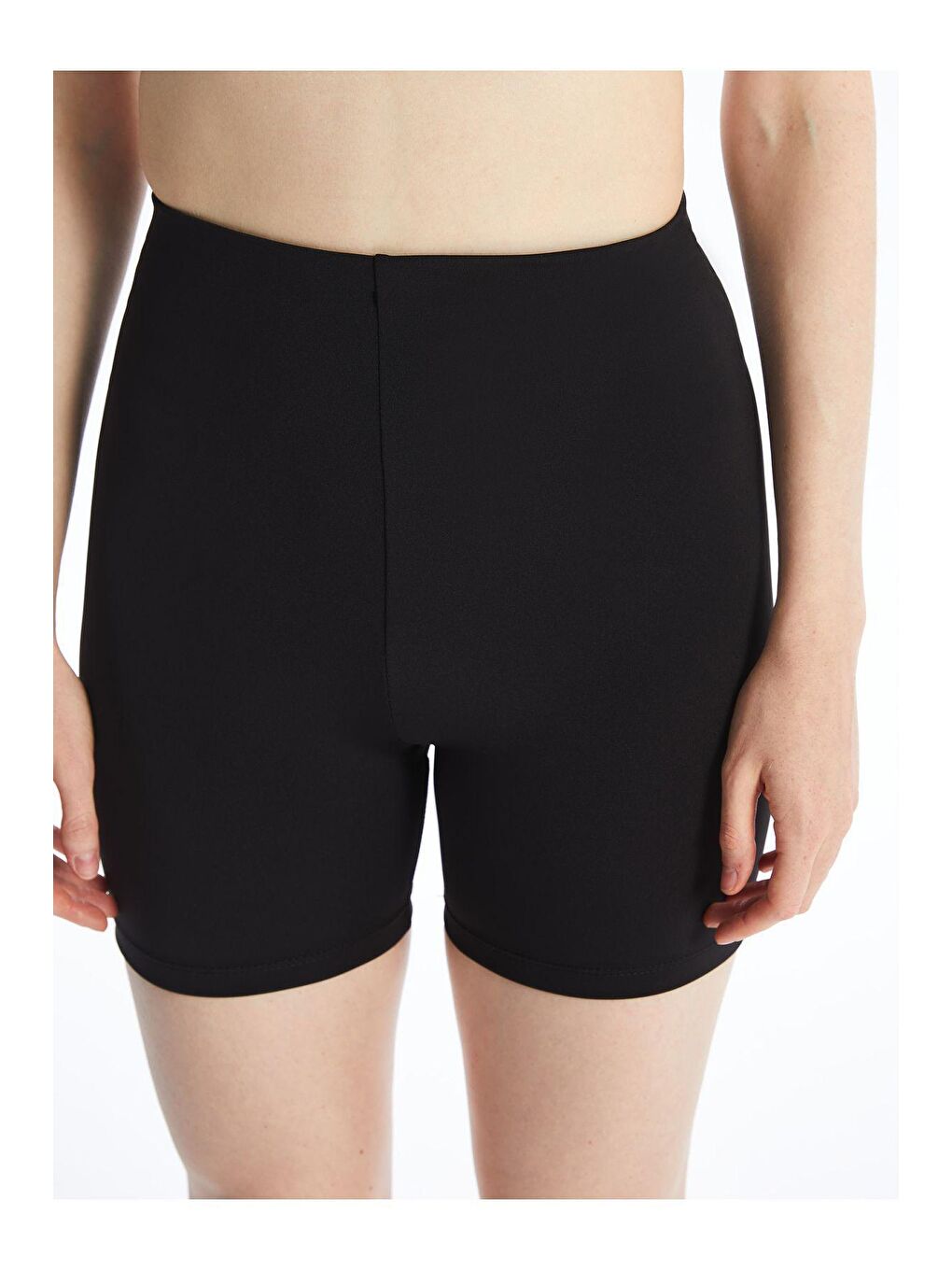 Siyah Toparlayıcı Düz Yüksek Bel Uzun Kısa Tayt-3