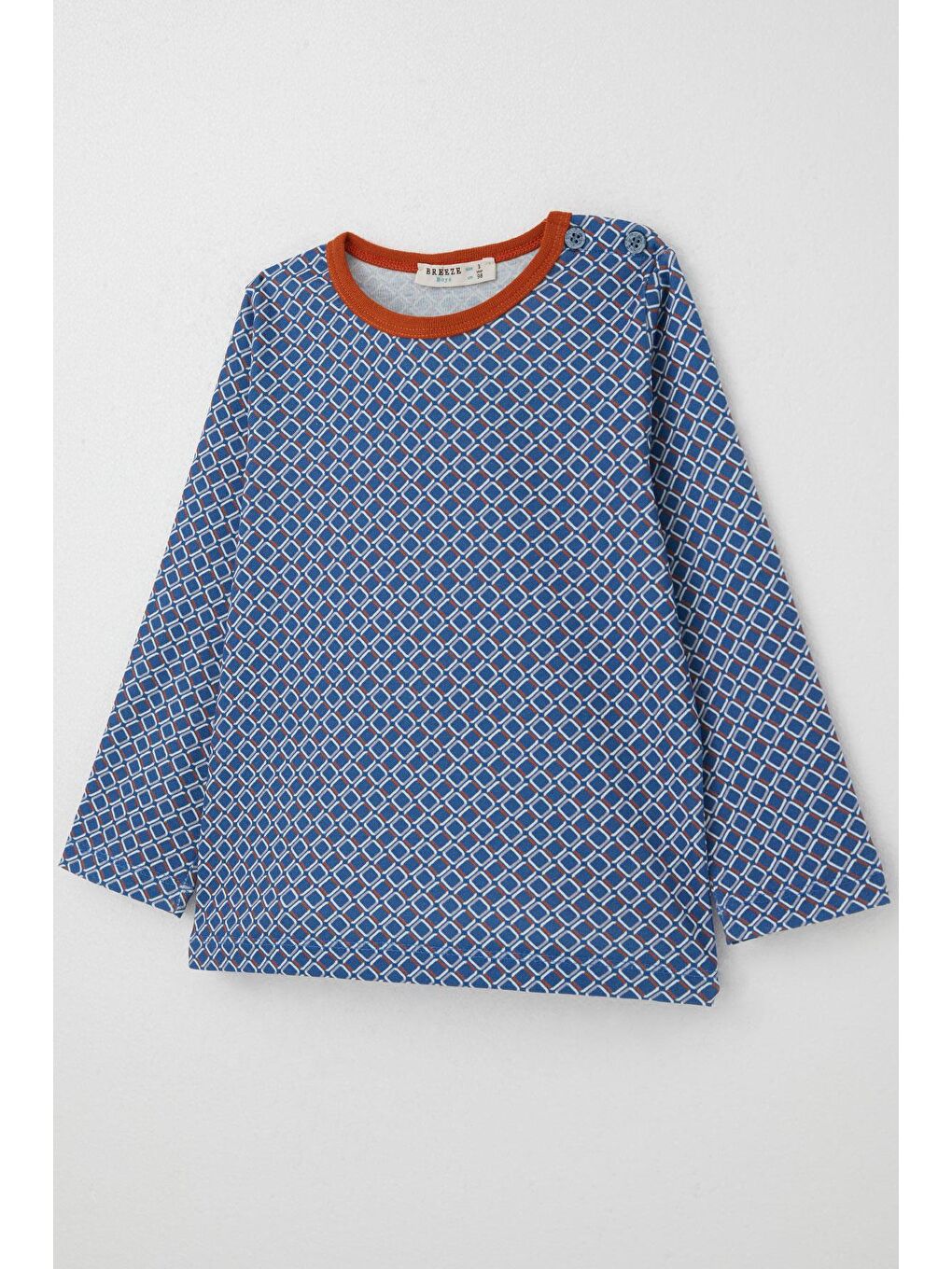 Erkek Çocuk Pijama Takımı Kare Desenli Mavi (1-3 Yaş)-5