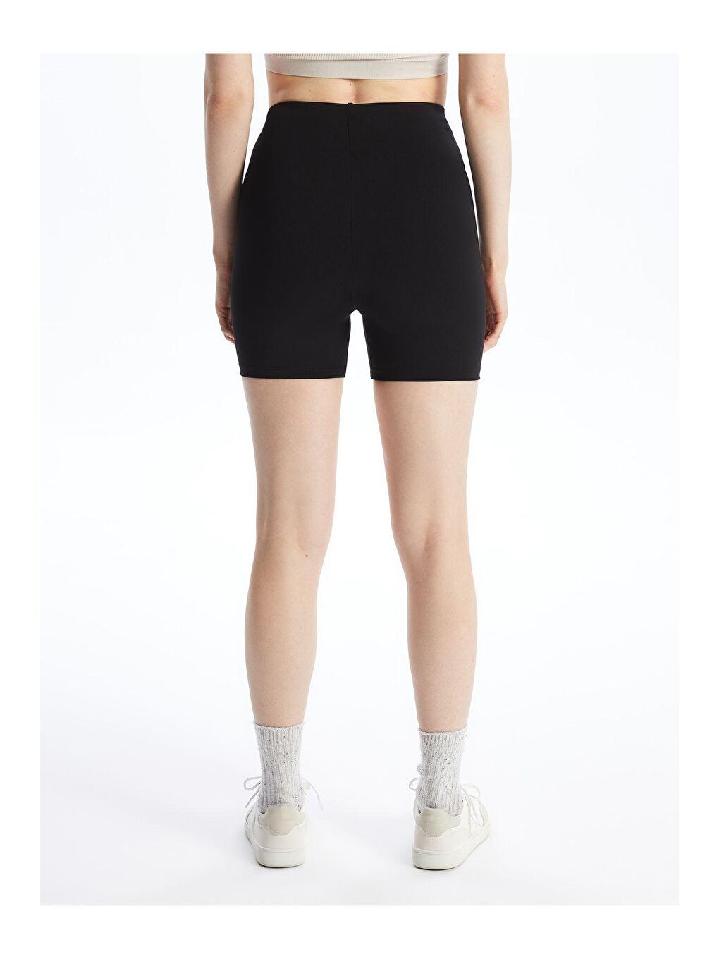 Siyah Toparlayıcı Düz Yüksek Bel Uzun Kısa Tayt-4