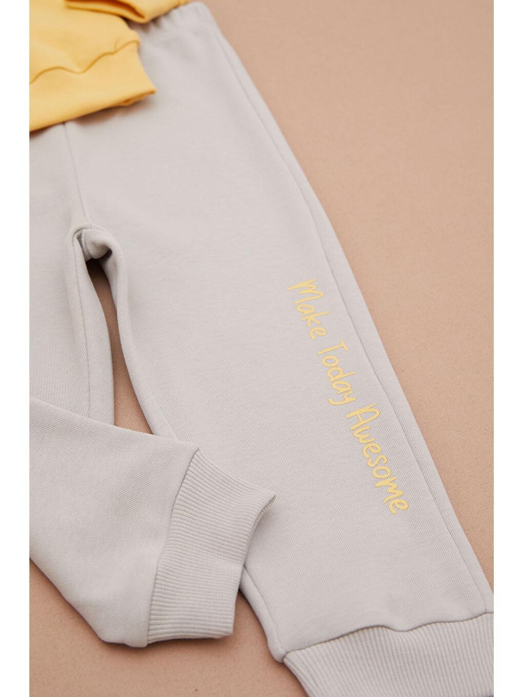 Sarı Aslan Baskılı Yazılı Erkek Bebek Takımı 17396-3