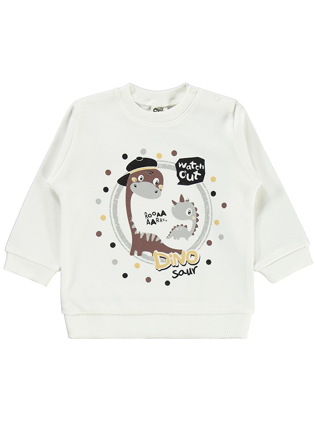 Baby Dino Baskılı 3'lü 6-18 Ay Takım - Kahverengi-2