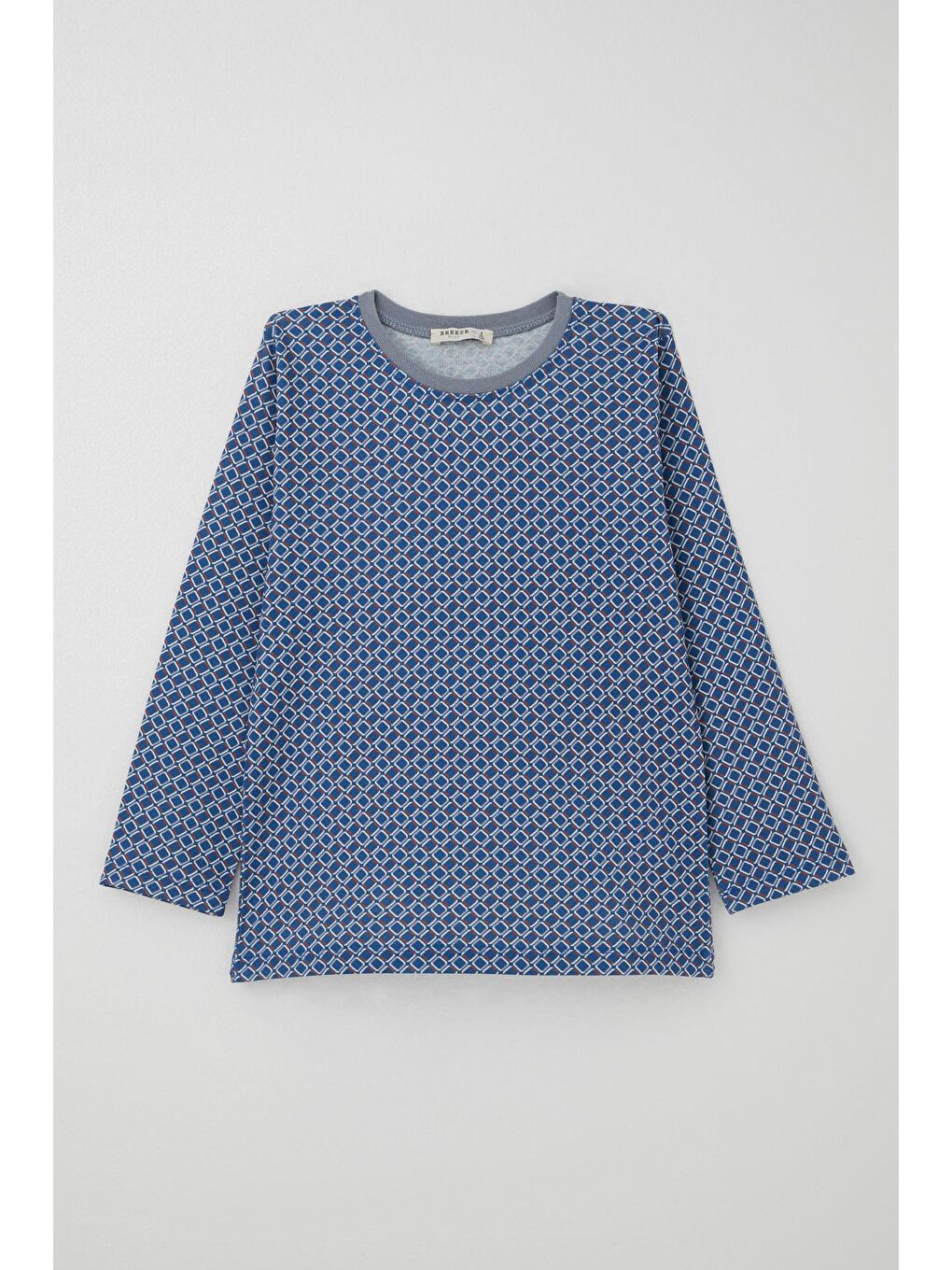 Erkek Çocuk Pijama Takımı Kare Desenli Mavi (4-8 Yaş)-1