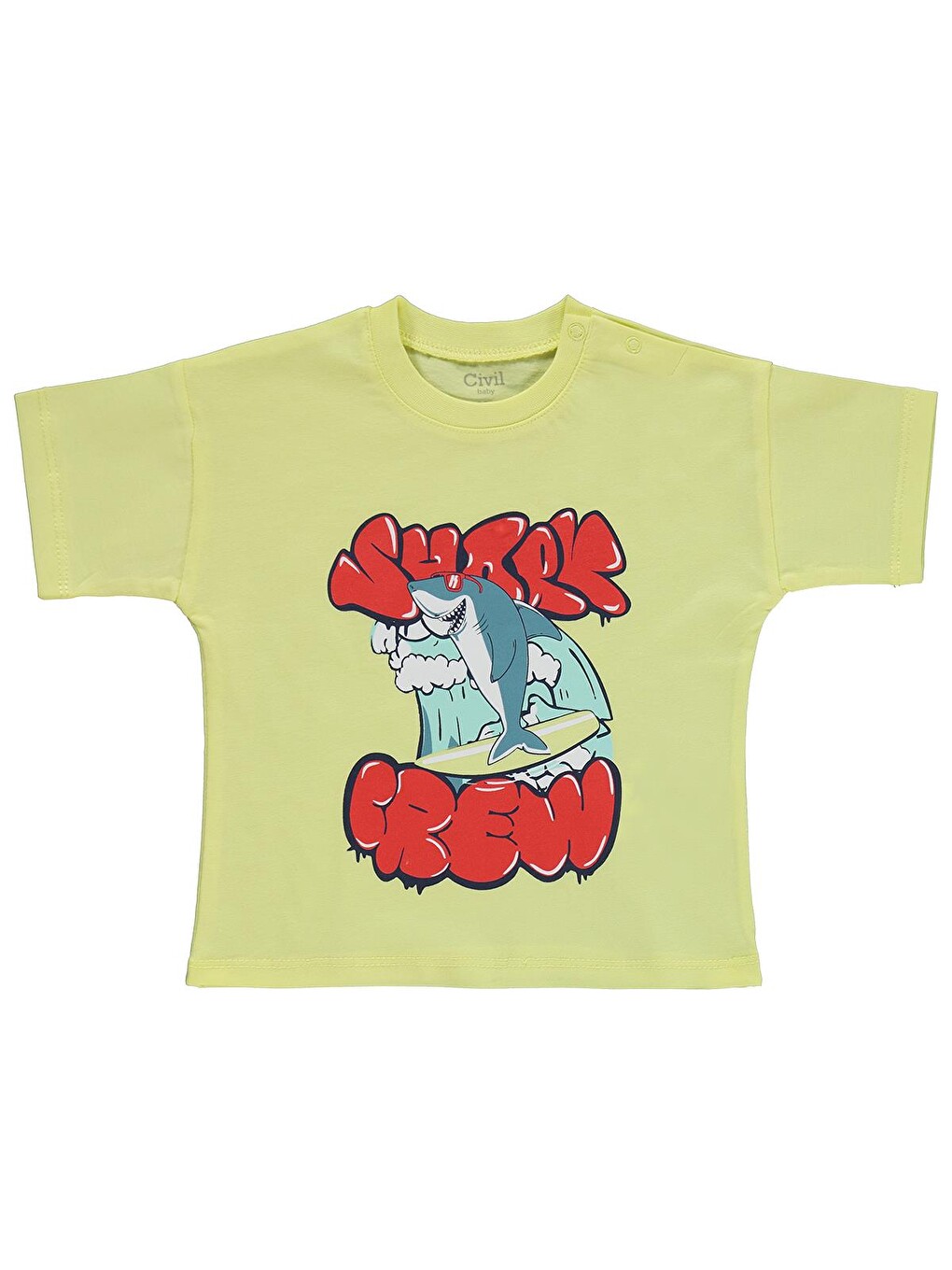 Baby Shark Crew Baskılı 6-18 Ay Takım - Sarı-1