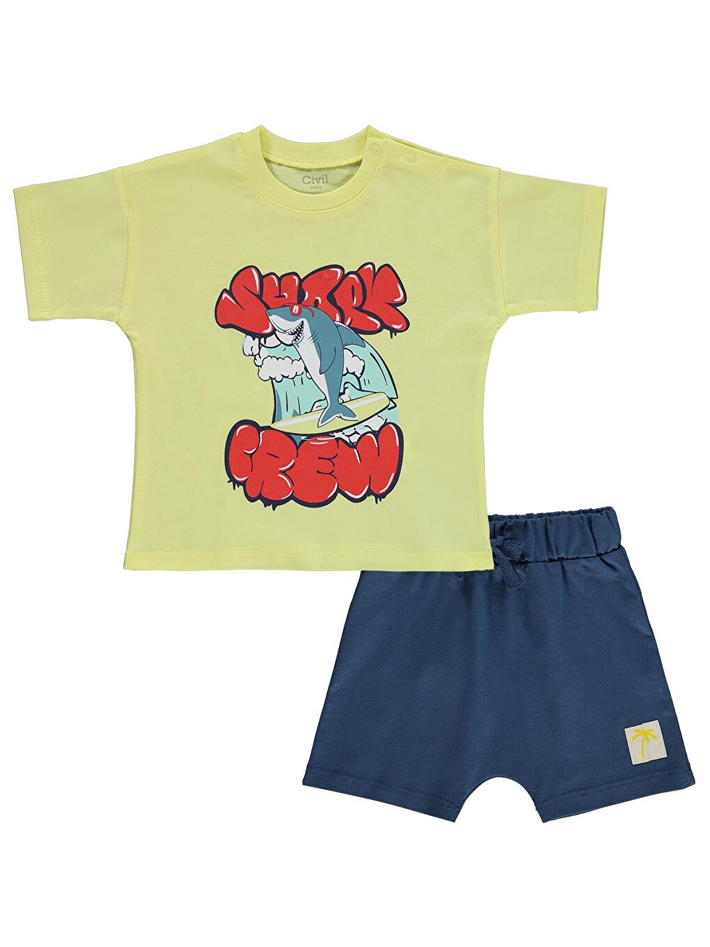 Baby Shark Crew Baskılı 6-18 Ay Takım - Sarı-3