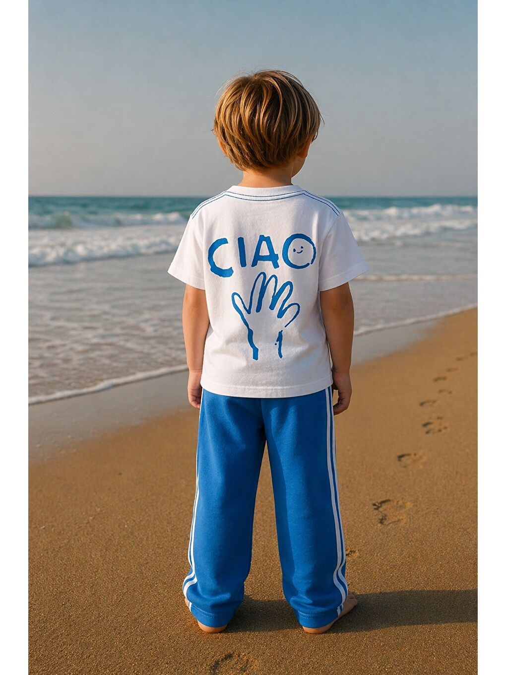 Ekru Erkek Çocuk Baskılı Pamuklu Bisiklet Yaka Altüst Takım-1