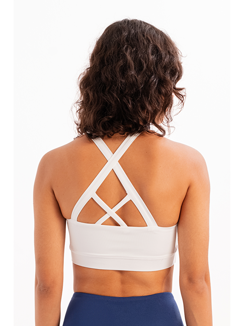 Sırt Detaylı Çıkarılabilir Pedli Bra Kadın Sporcu Sütyeni Surge Beyaz-1
