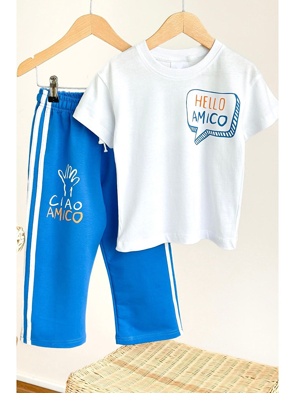 Ekru Erkek Çocuk Baskılı Pamuklu Bisiklet Yaka Altüst Takım-2