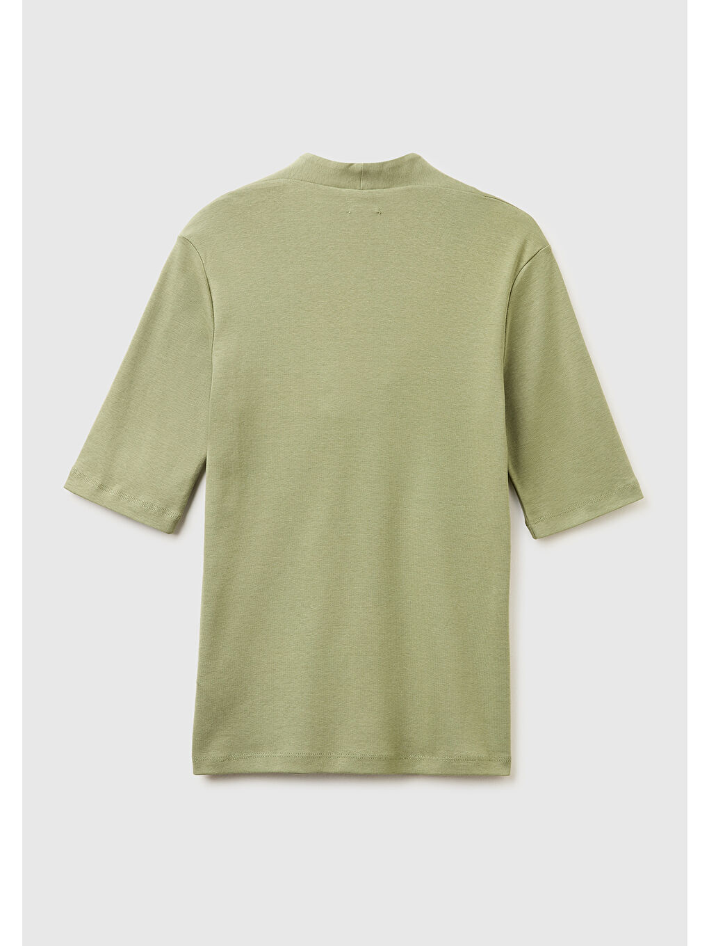 Kadın Haki %100 Pamuk Yarım Kollu Derin V Yaka T-Shirt-1