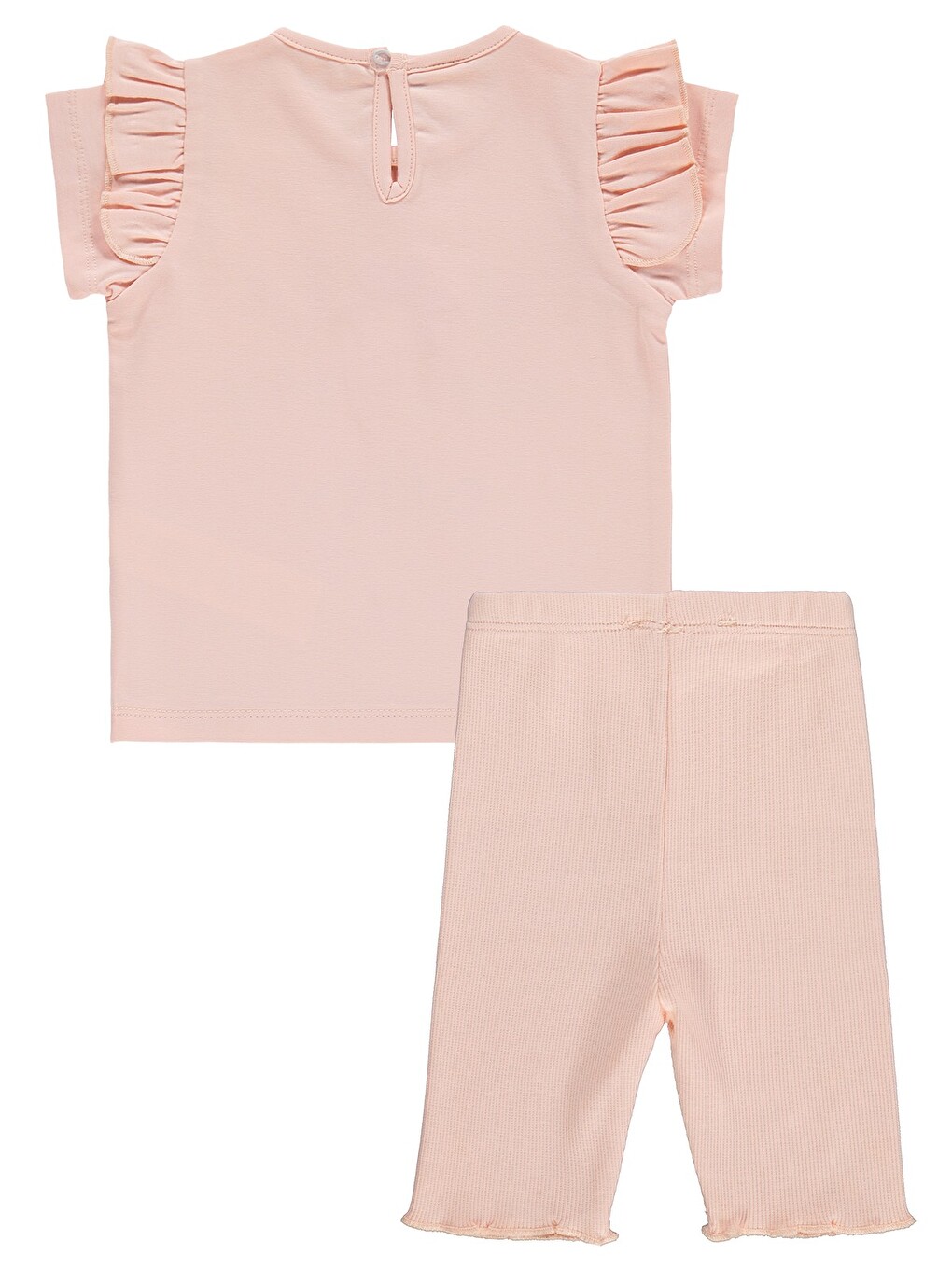 Pembe Baby Yazı-çiçek Baskı Nakış 6-18 Ay Takım - Pudra-2