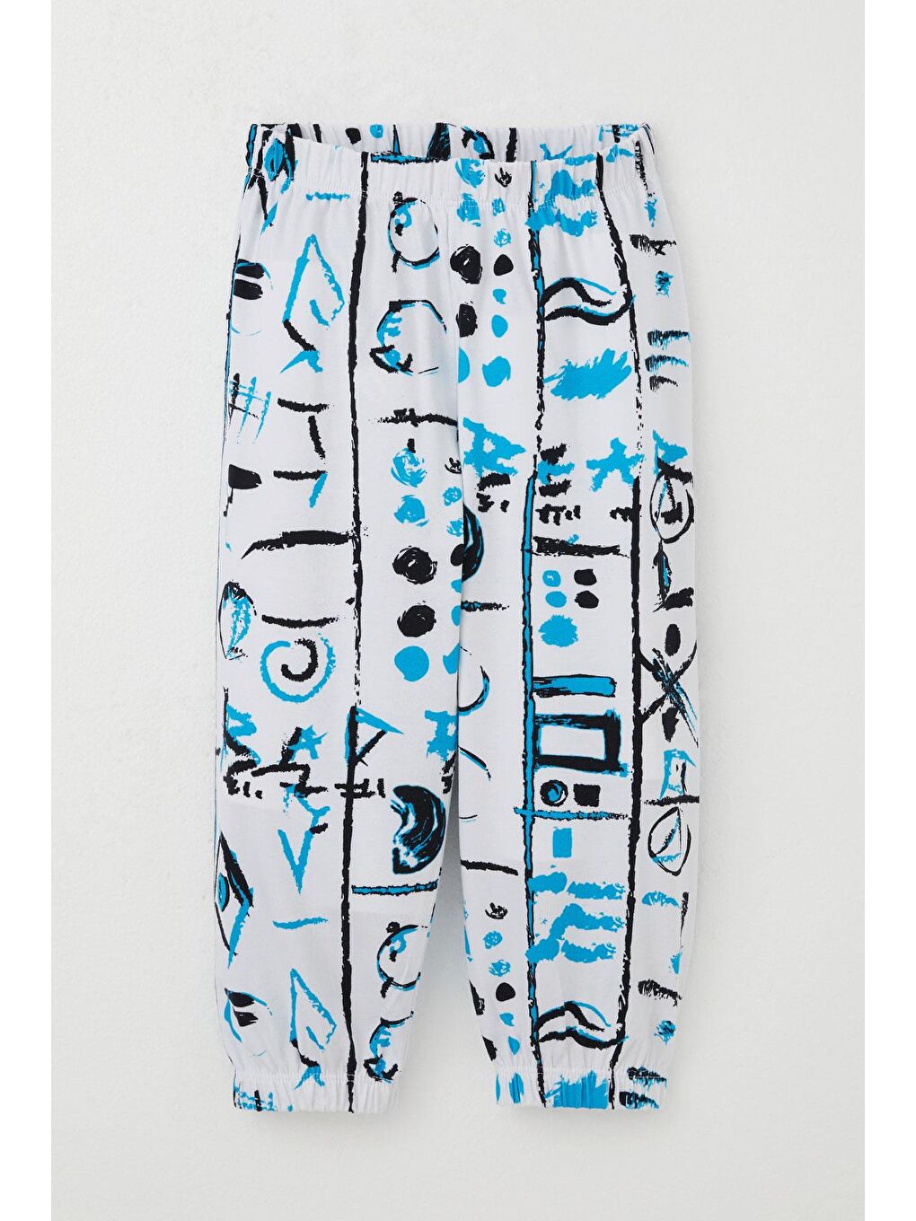 Erkek Çocuk Pijama Takımı Desenli Paçası Ve Beli Lastikli Beyaz (1-3 Yaş)-2