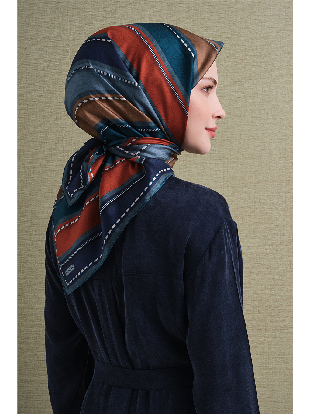 İndigo Saf İpek Twill Eşarp 9621d 87-3