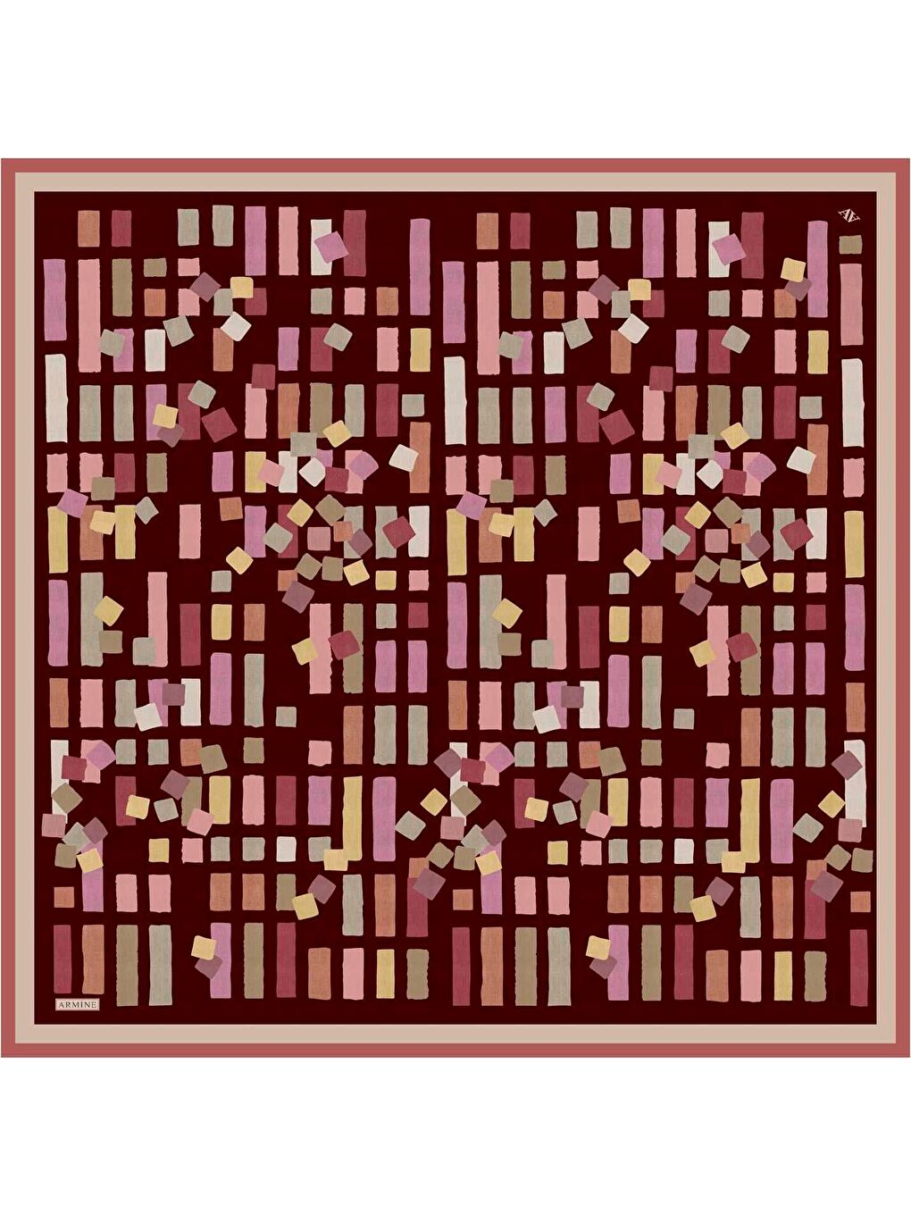 Kahverengi Çiçek Desenli İpek Sura Eşarp 9341 34-3