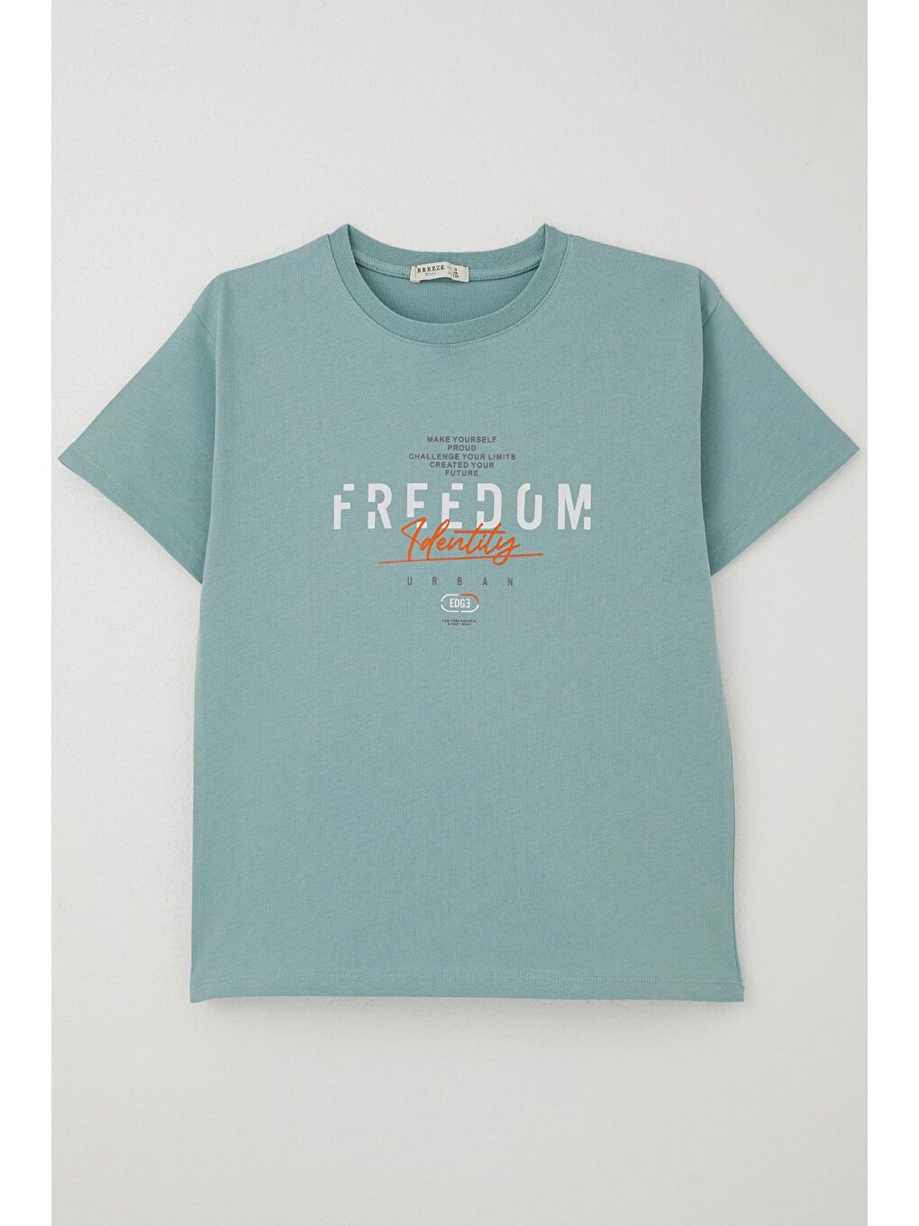 Turkuaz Erkek Çocuk Tişört Yazı Baskılı Su Yeşili (5-10 Yaş)