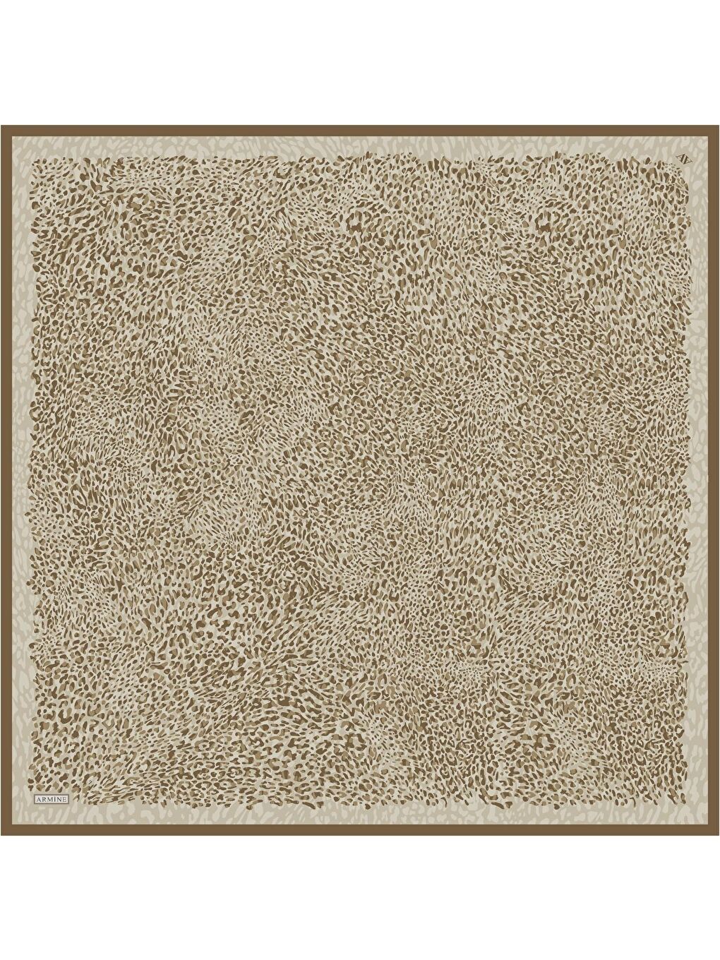 Kahverengi Leopar Desenli Saf İpek Twill Eşarp 9352 52-3