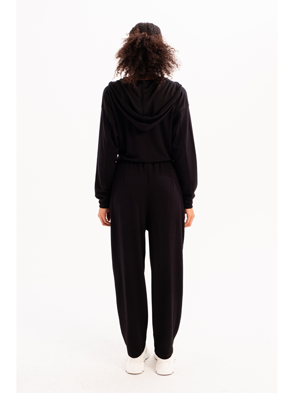 Oversize Eşofman Altı Pantolon Fit Beli Lastikli Cepli Rahat Kesim Kadın Flex Siyah-2