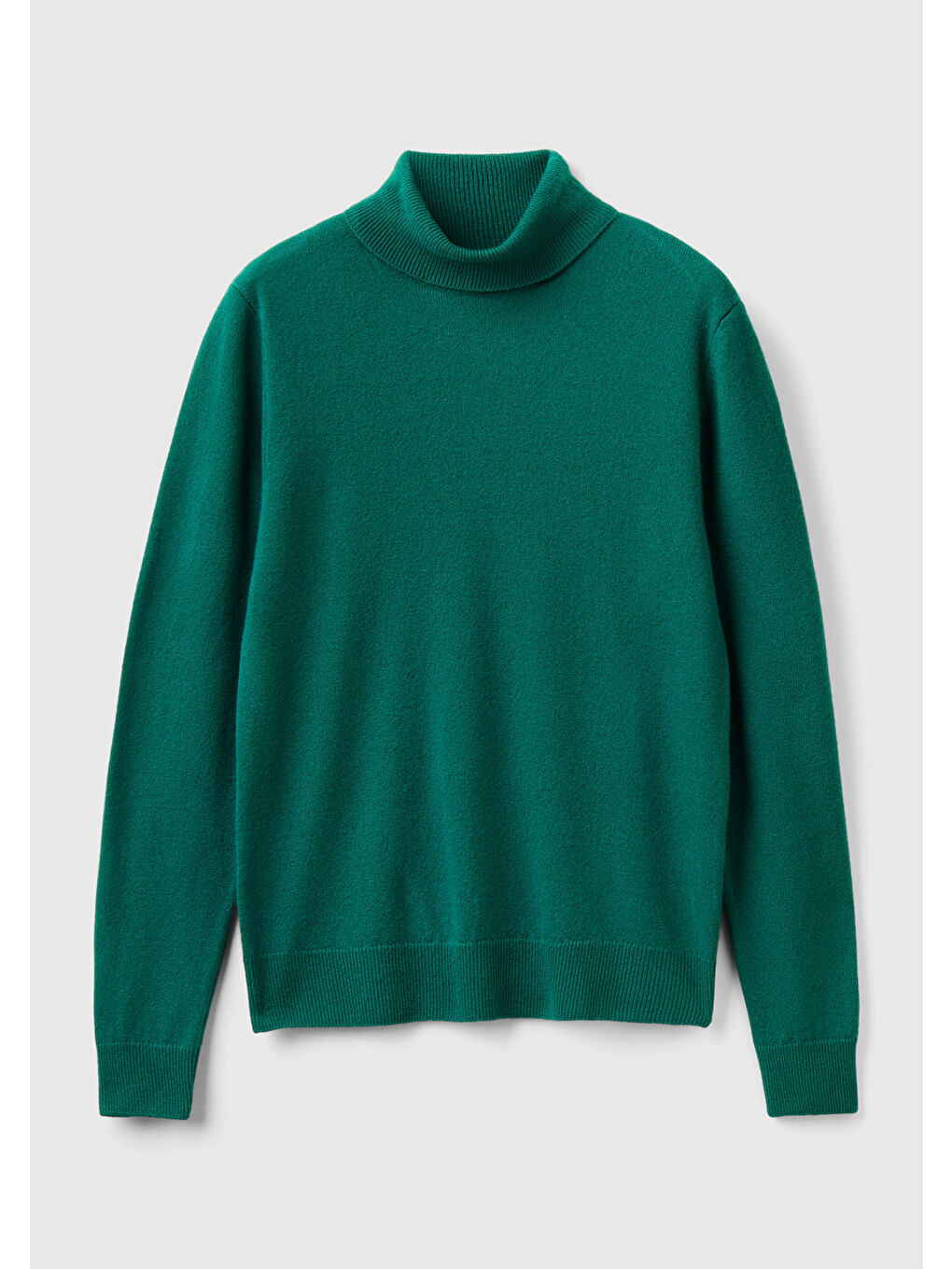 Kadın Koyu Yeşil Dik Yaka %100 Merino Kazak-1