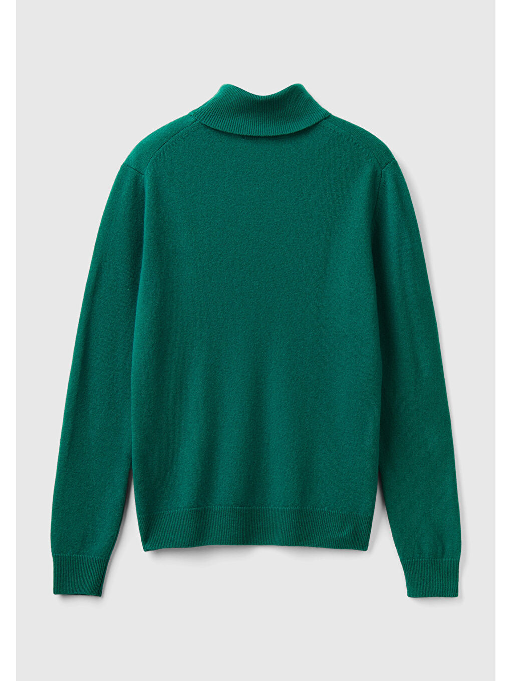 Kadın Koyu Yeşil Dik Yaka %100 Merino Kazak-3