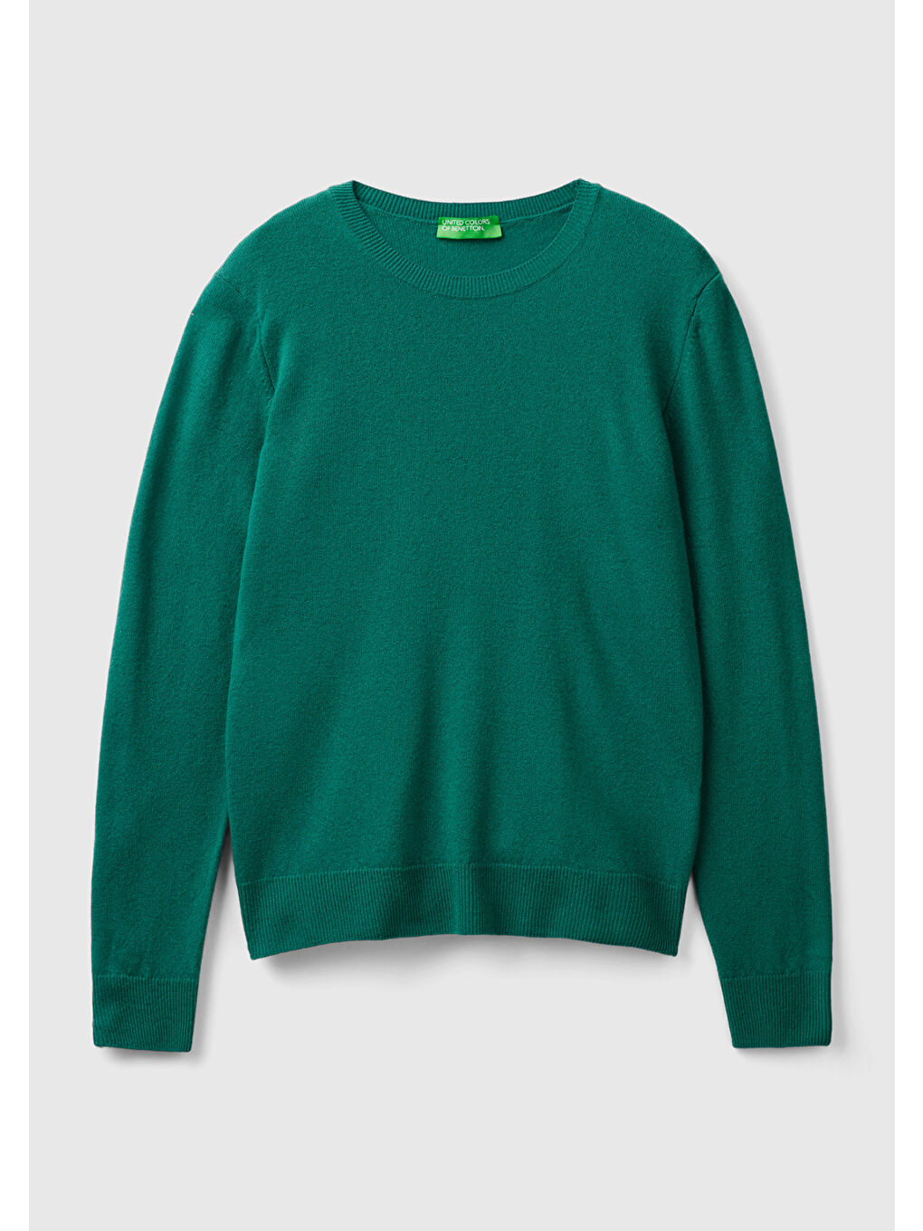 United Colors Of Benetton Kadın Koyu Yeşil Bisiklet Yaka %100 Merino Kazak - 1