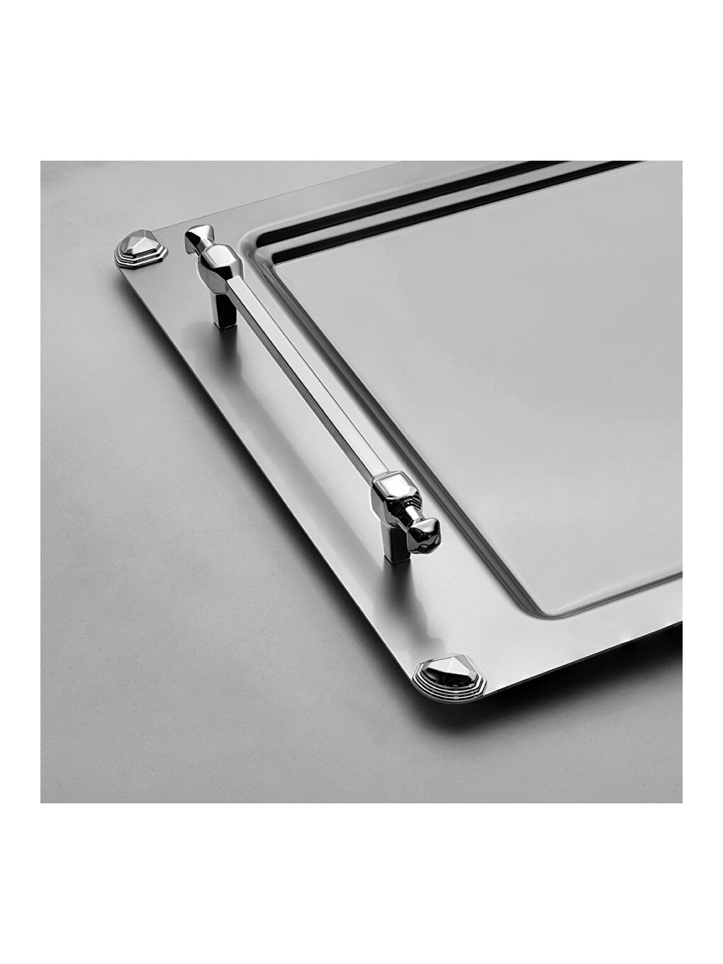 Gri Verona Saten Çelik Çay Tepsi-1