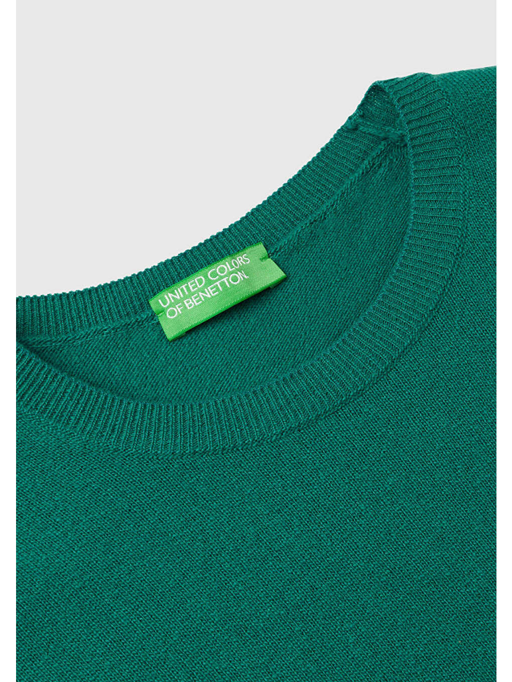 United Colors Of Benetton Kadın Koyu Yeşil Bisiklet Yaka %100 Merino Kazak - 5