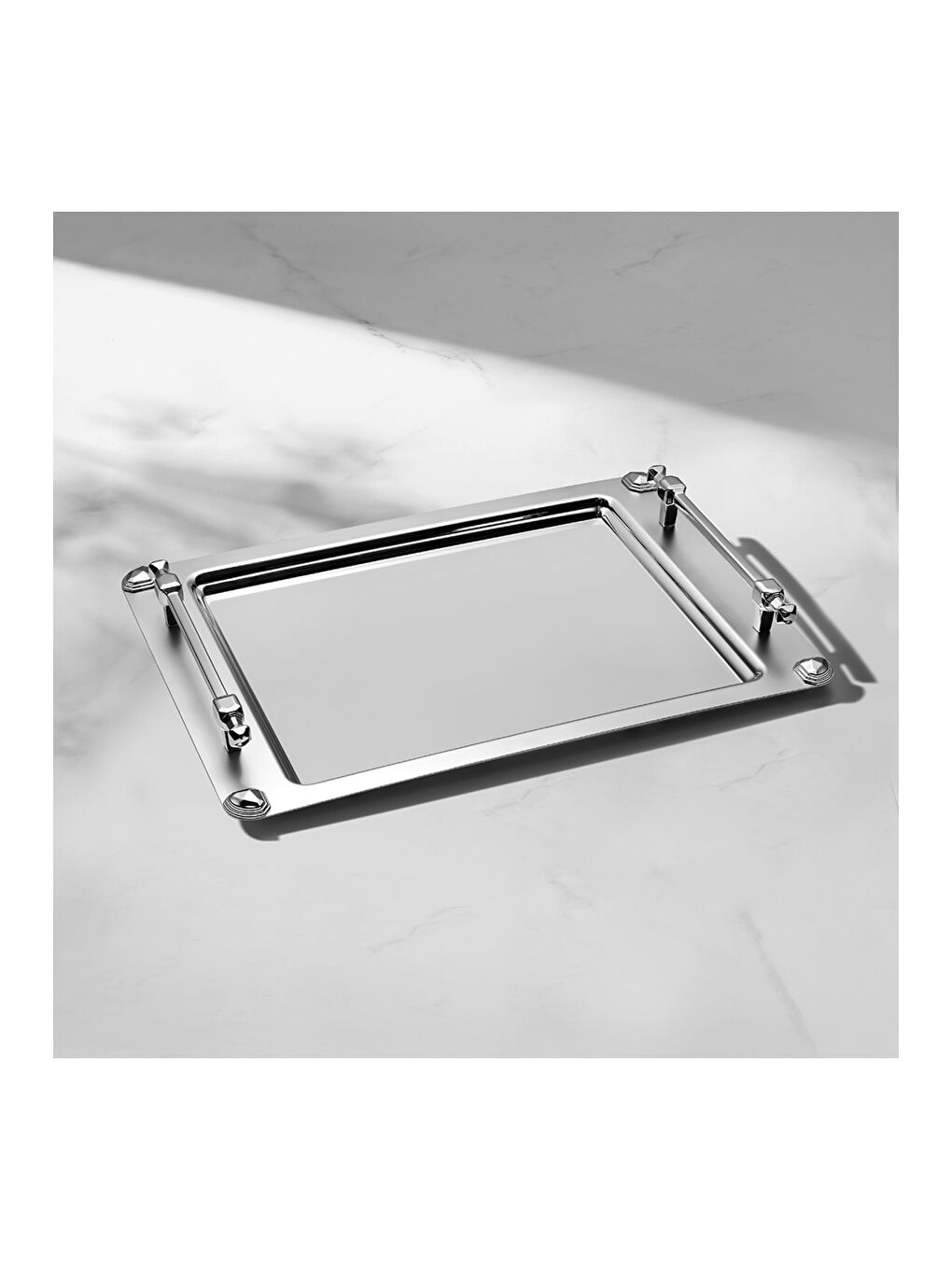 Gri Verona Saten Çelik Çay Tepsi-3