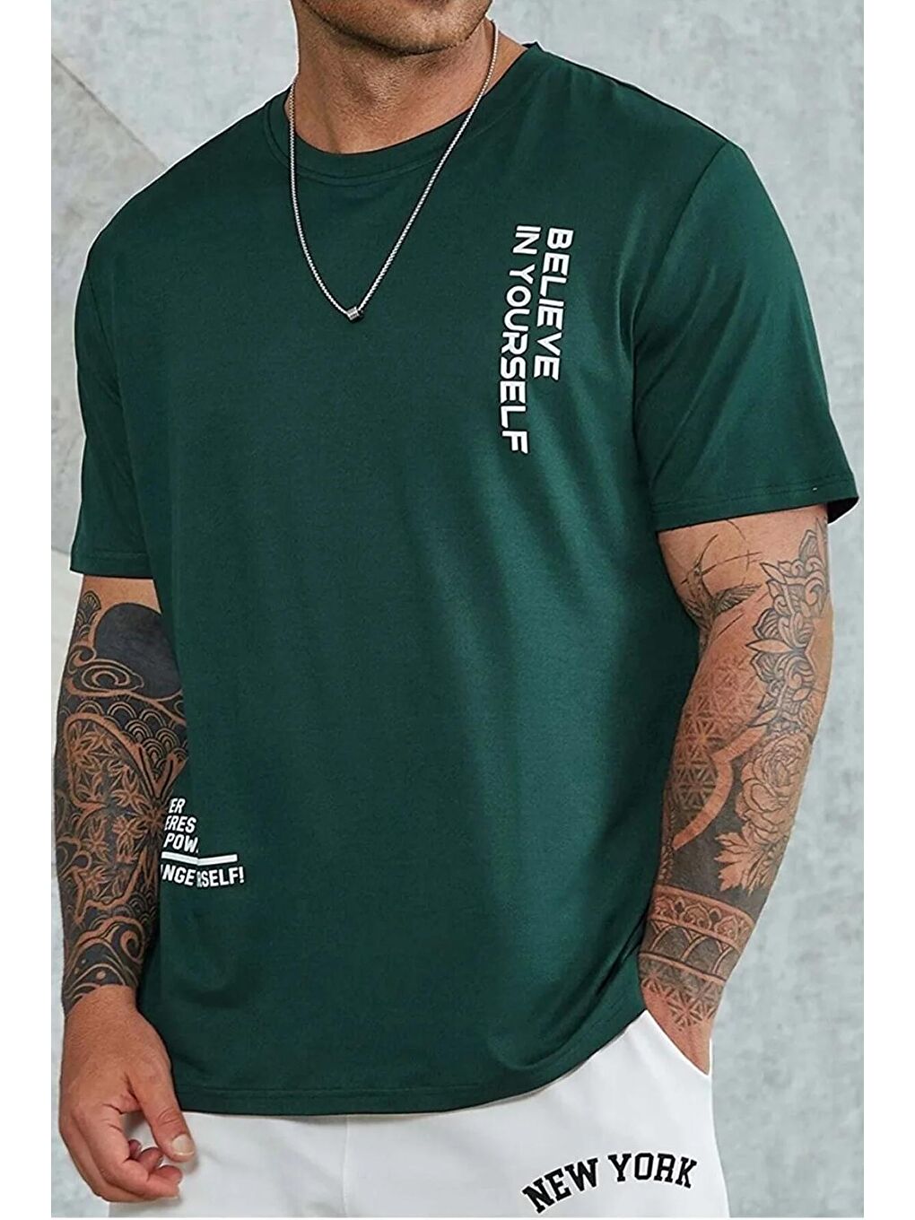 uyguntarz Yeşil Erkek Baskılı Oversize Tshirt