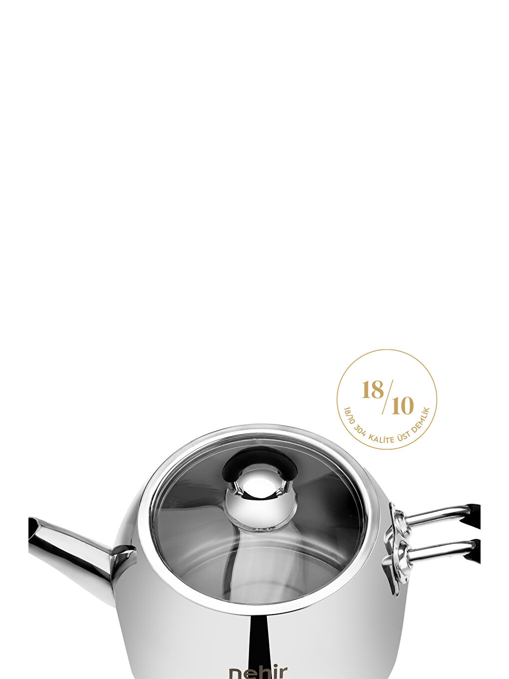 Gri Modern Maxi Büyük Boy Paslanmaz Çelik 1.6-2.5 Lt. Çaydanlık Takımı-7