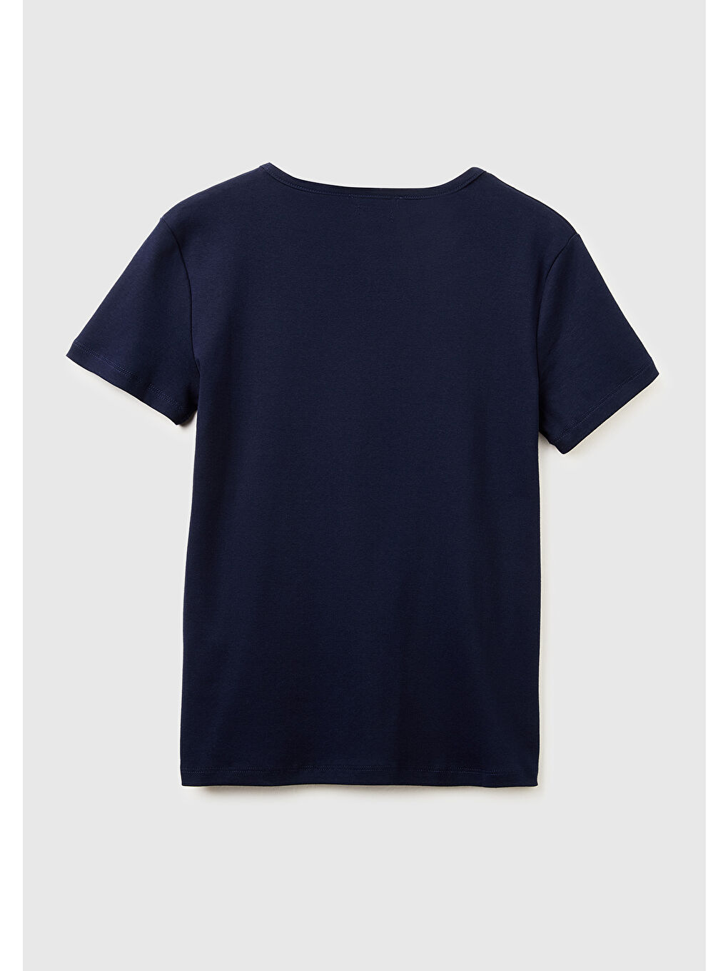 Kadın Lacivert %100 Pamuk Geniş V Yaka T-Shirt-1