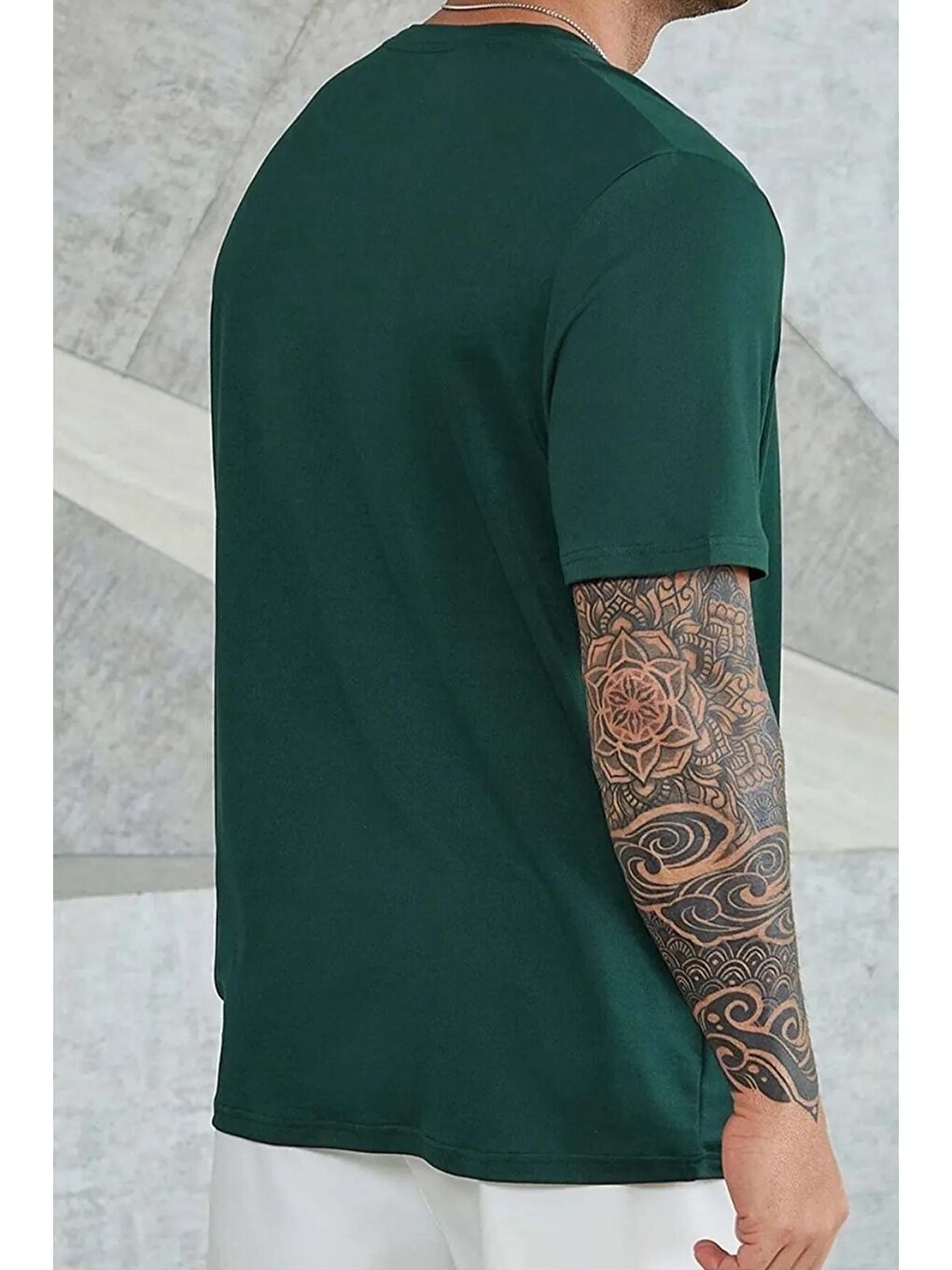 uyguntarz Yeşil Erkek Baskılı Oversize Tshirt - 3