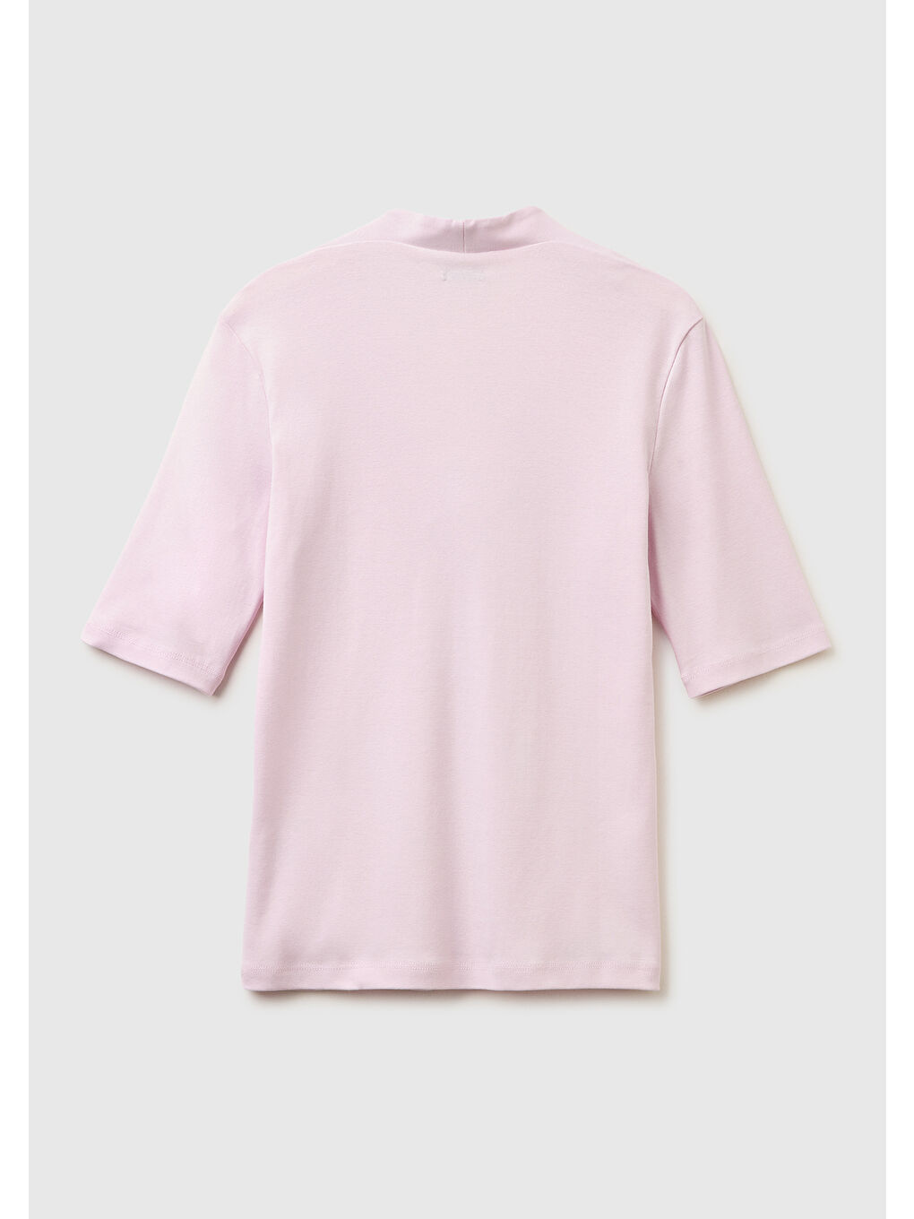 Kadın Açık Pembe %100 Pamuk Yarım Kollu Derin V Yaka T-Shirt-1