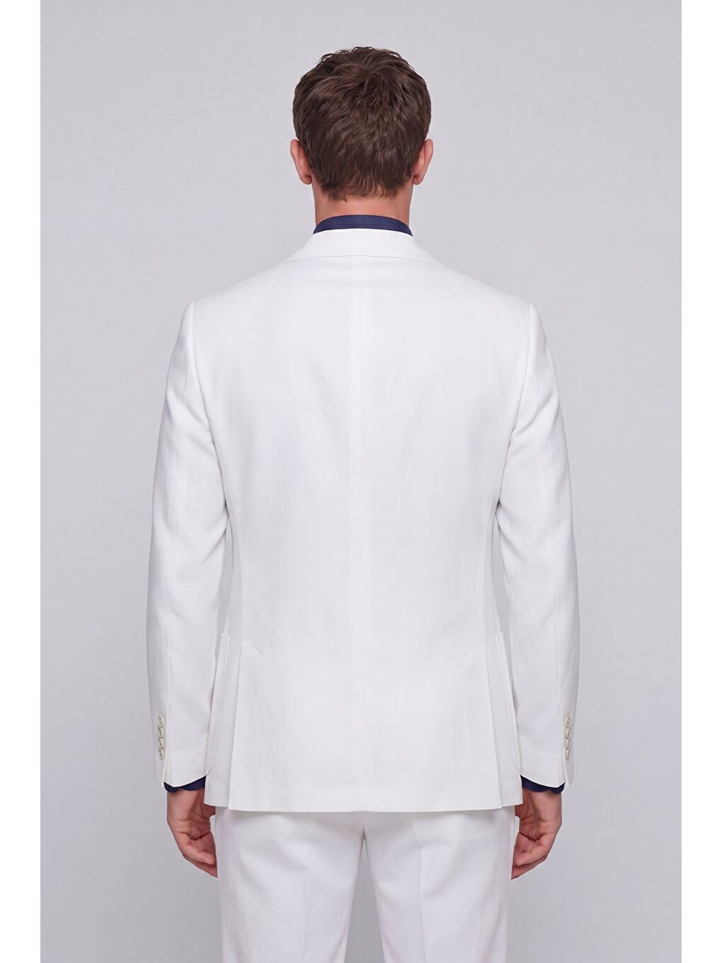 Giotelli Erkek Beyaz Dar Kesim Slim Fit Viskon Torba Cep Klasik Yaka Takım Elbise-4
